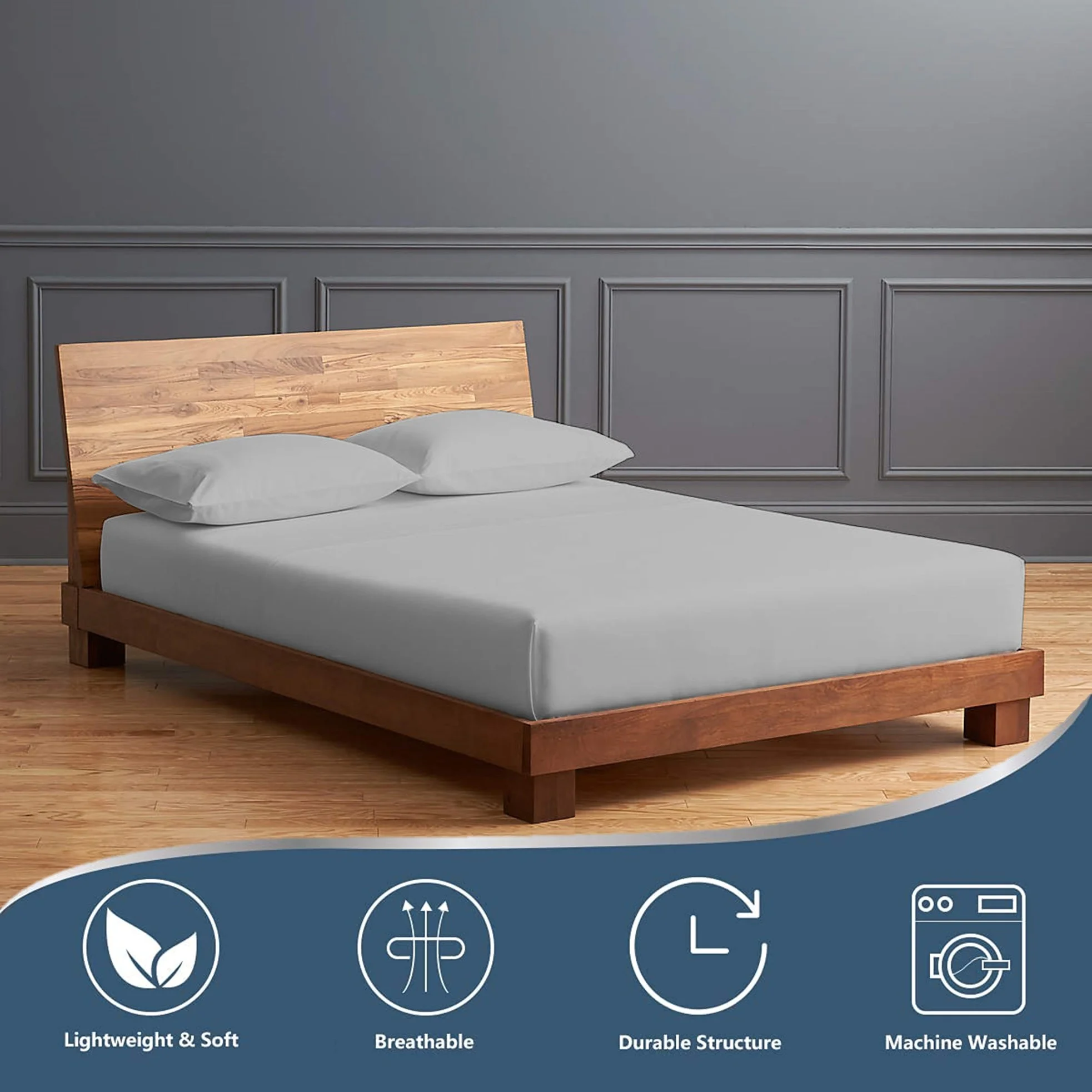 Real 1000 Thread Count Twin Extra Long Size Sheets 100% Egyptian Cotton 4 PC Sheet Set, Luxurious Bedsheet Sets Soft Silky Sateen Weave Breathable, Fits Upto 18 Inch Deep Pocket Mattress - Silver Grey