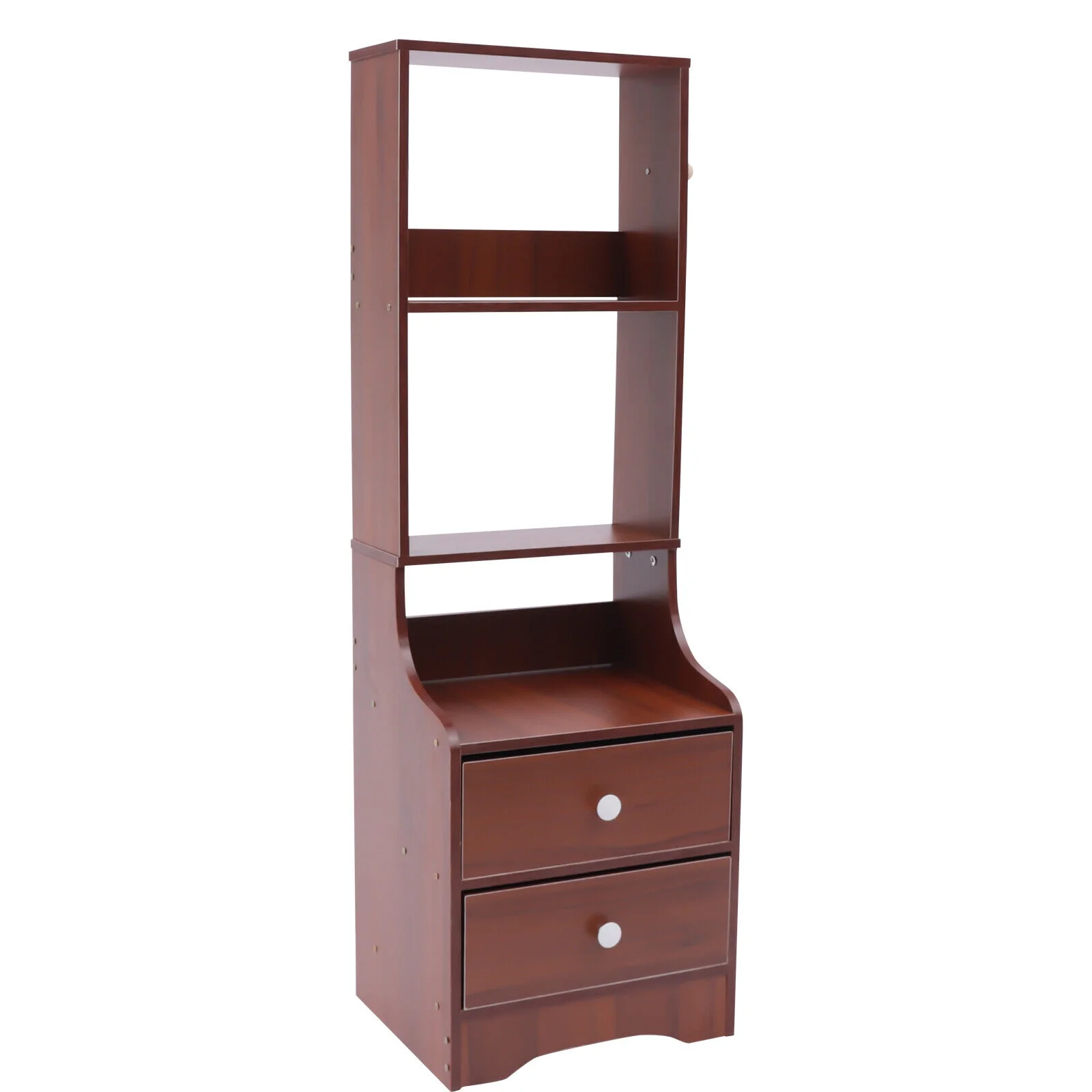 SHZICMY Modern Nightstand with 2 Drawers, Tall Bed End Table/Bedside Table, Wooden Storage Shelf Brown