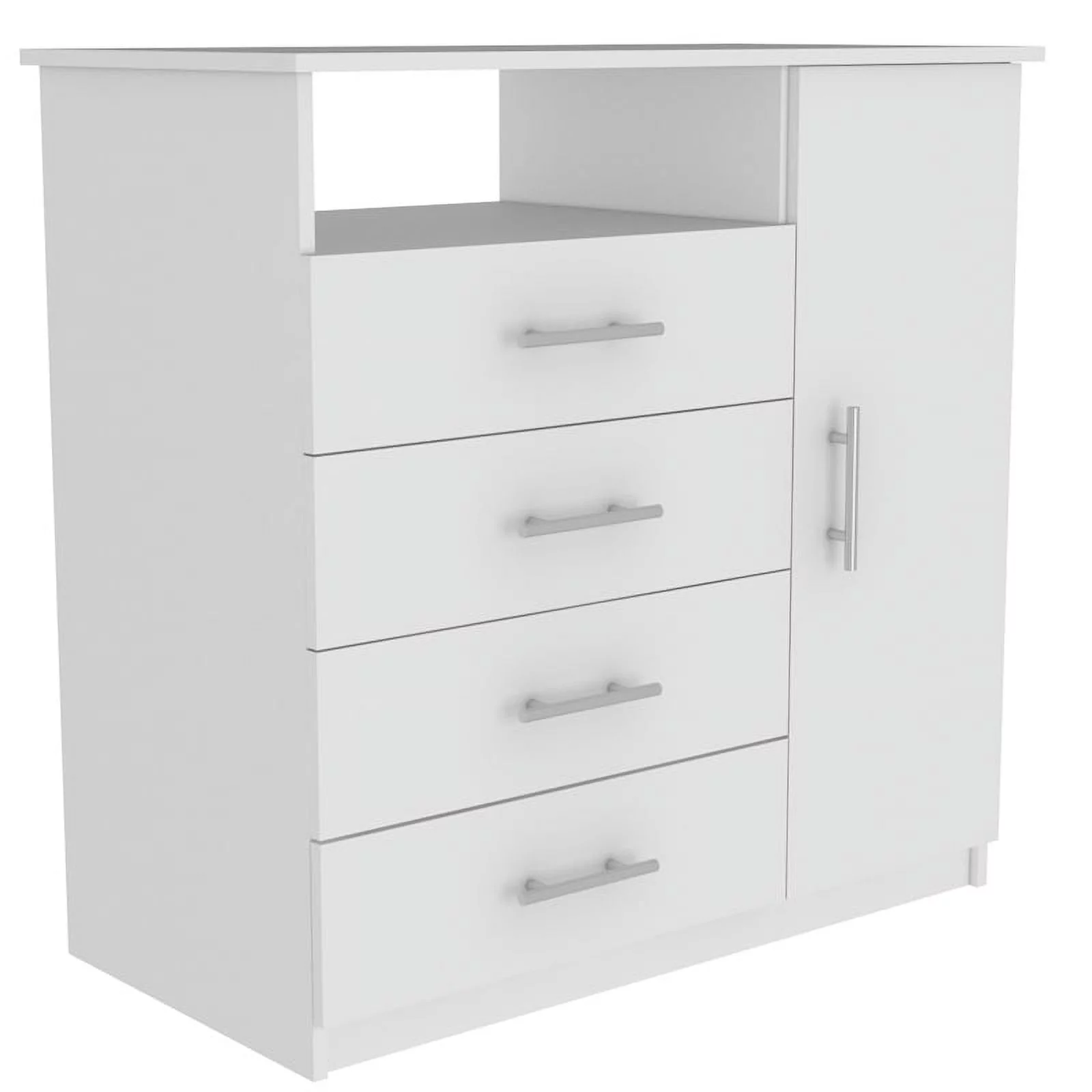 Home Square 2-Piece Set with Four Drawer Dresser and Nightstand in White