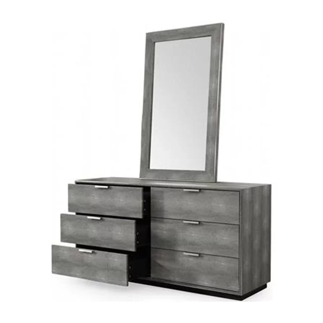 HomeRoots 490821 30.5 x 59 x 19 in. Gray Solid & Manufactured Wood Six Drawers Double Dresser