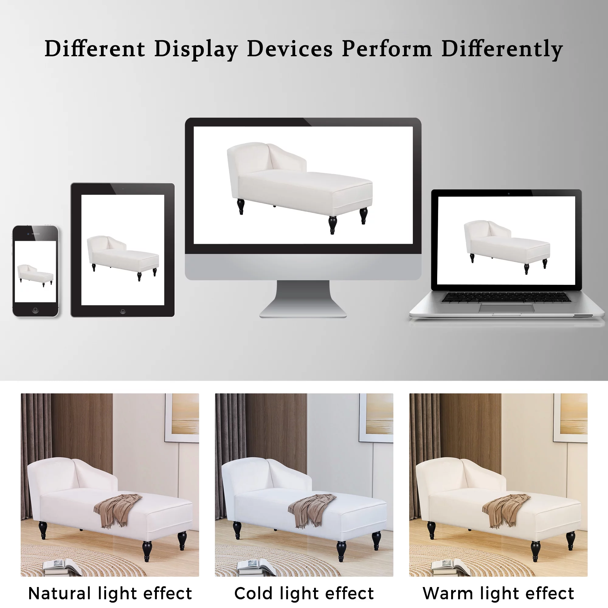 BSHTI 58 inch Velvet Chaise Lounge Sofa,Button Tufted Right Arm Facing Lounge Sofa(Beige)