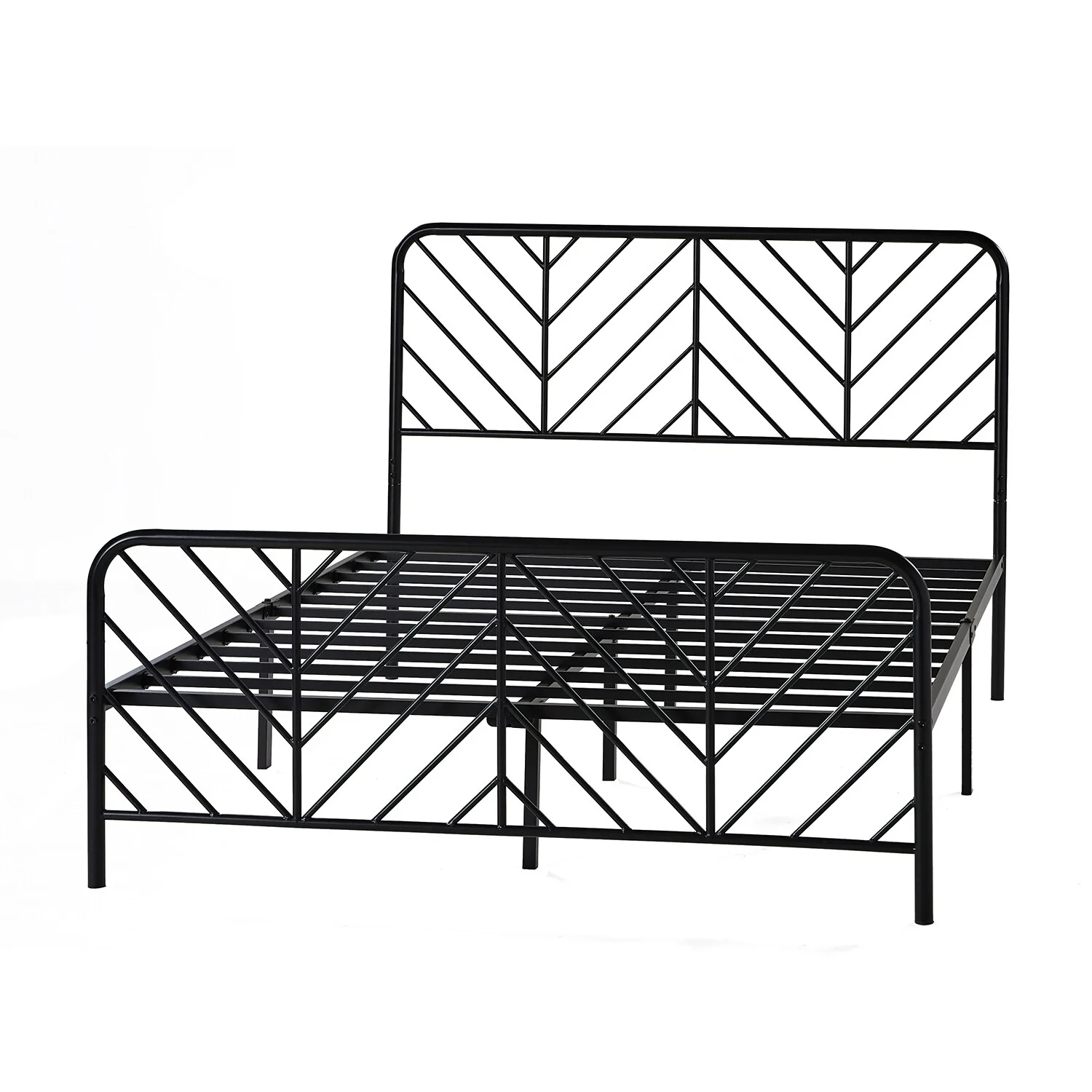 HULALA HOME Padraic Modern Metal Bed With Openwork Headboard and footboard by  Queen