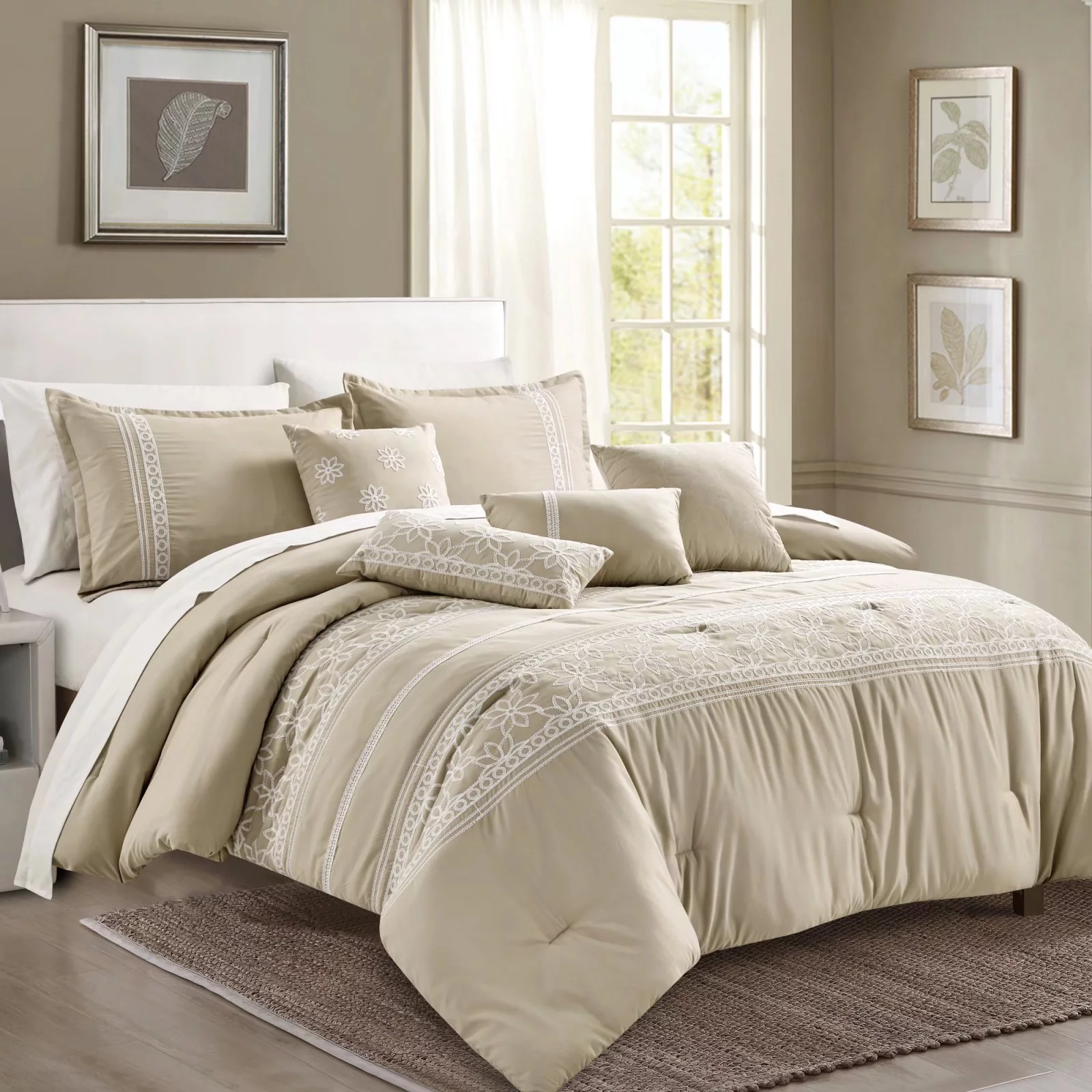 HGMart Bedding Comforter Set Bed In A Bag - 7 Piece Luxury microfiber Bedding Sets - Oversized Bedroom Comforters,Queen