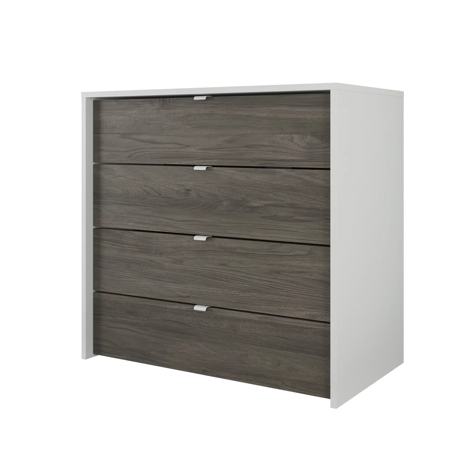 Homestock City Chic 212448 4-Drawer Chest, White and Bark Grey