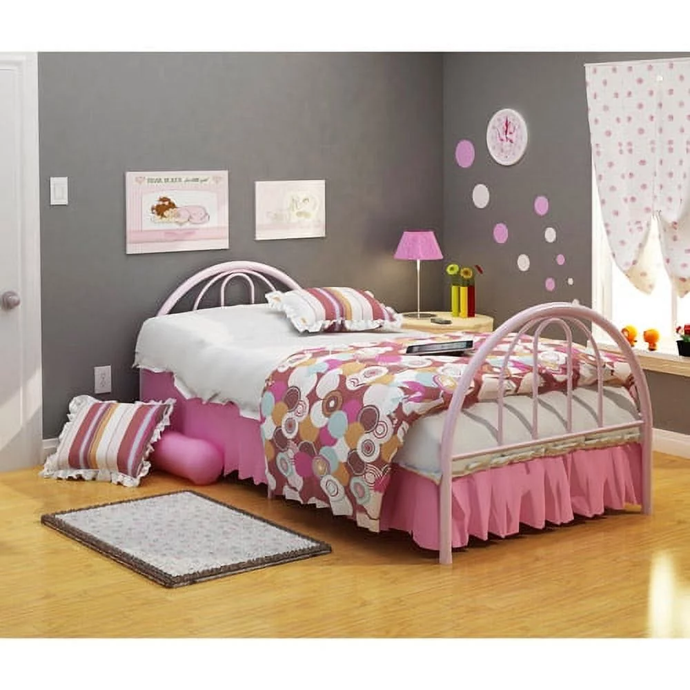 BK Furniture Brooklyn Classic Metal Bed, Twin, Pink