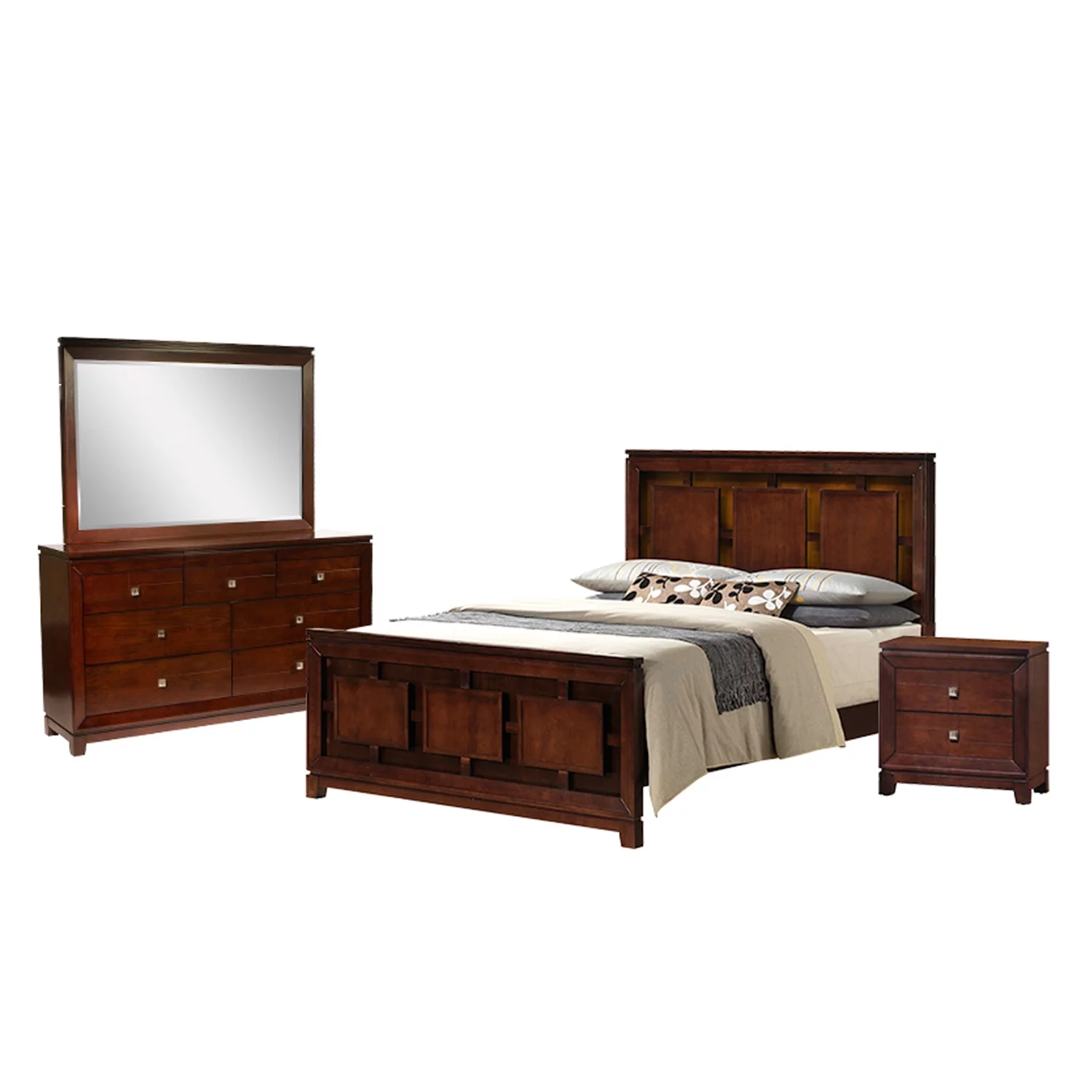 Picket House Furnishings Easton 4 Piece Queen Bedroom Set in Cherry