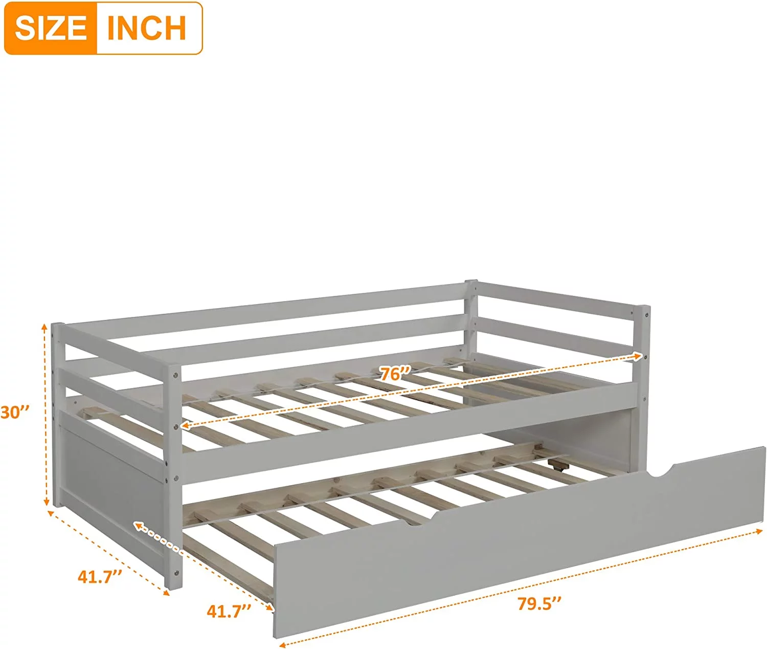 Daybed Wih rudle, Wood Daybed Size, Surdy Daybed Ad rudle Sofa Bed For Livig Room,Gues Room, o Box Sprig eeded,Grey
