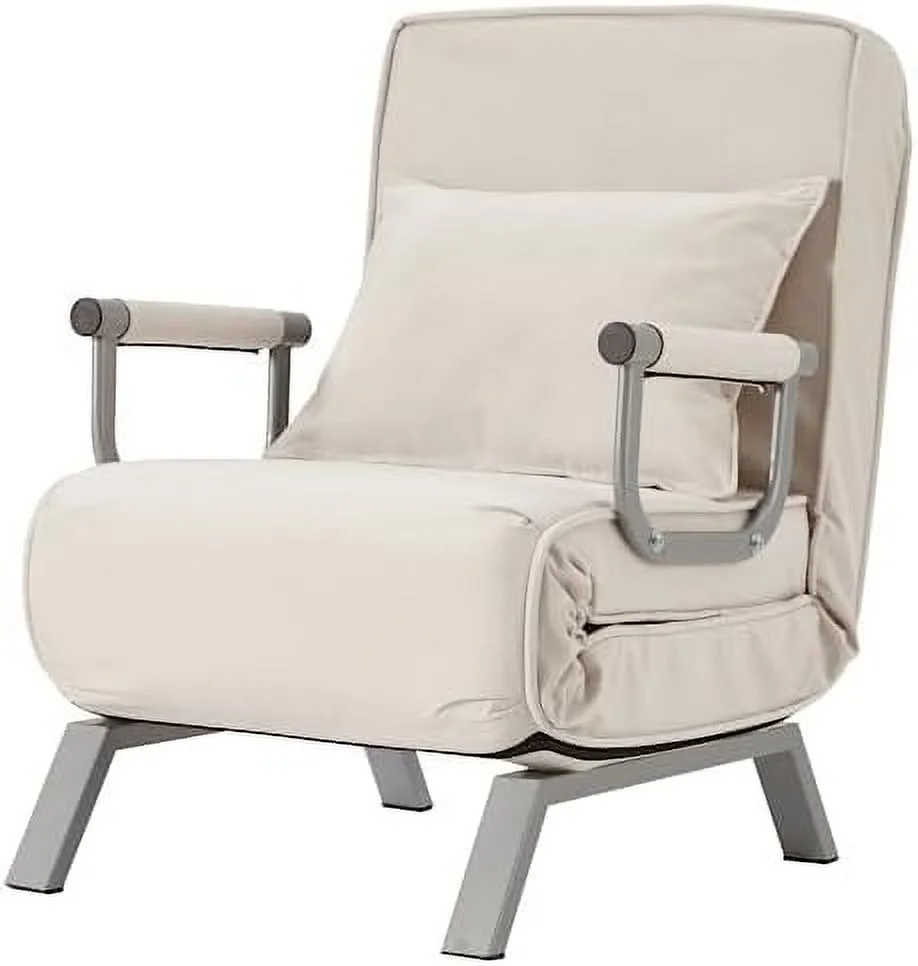 HOOMHIBIU Convertible Sofa Bed Sleeper Chair Tri-fold Upholstered Armchair Sleeper with Pillow Folding Leisure Chaise Lounge Couch with 6 Angle Adjustable Backrest Single Lazy Bed for Off