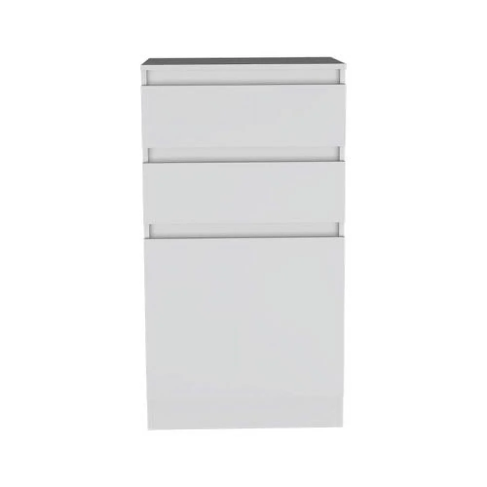Dresser With Jewelry Box, Single Door Cabinet, Mirror, Two Drawers - White