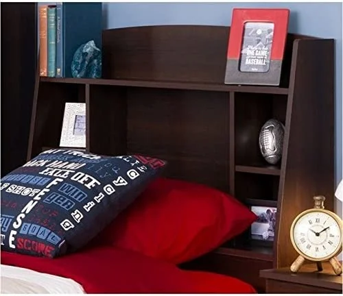 Wood Twin Bookcase Headboard in Espresso