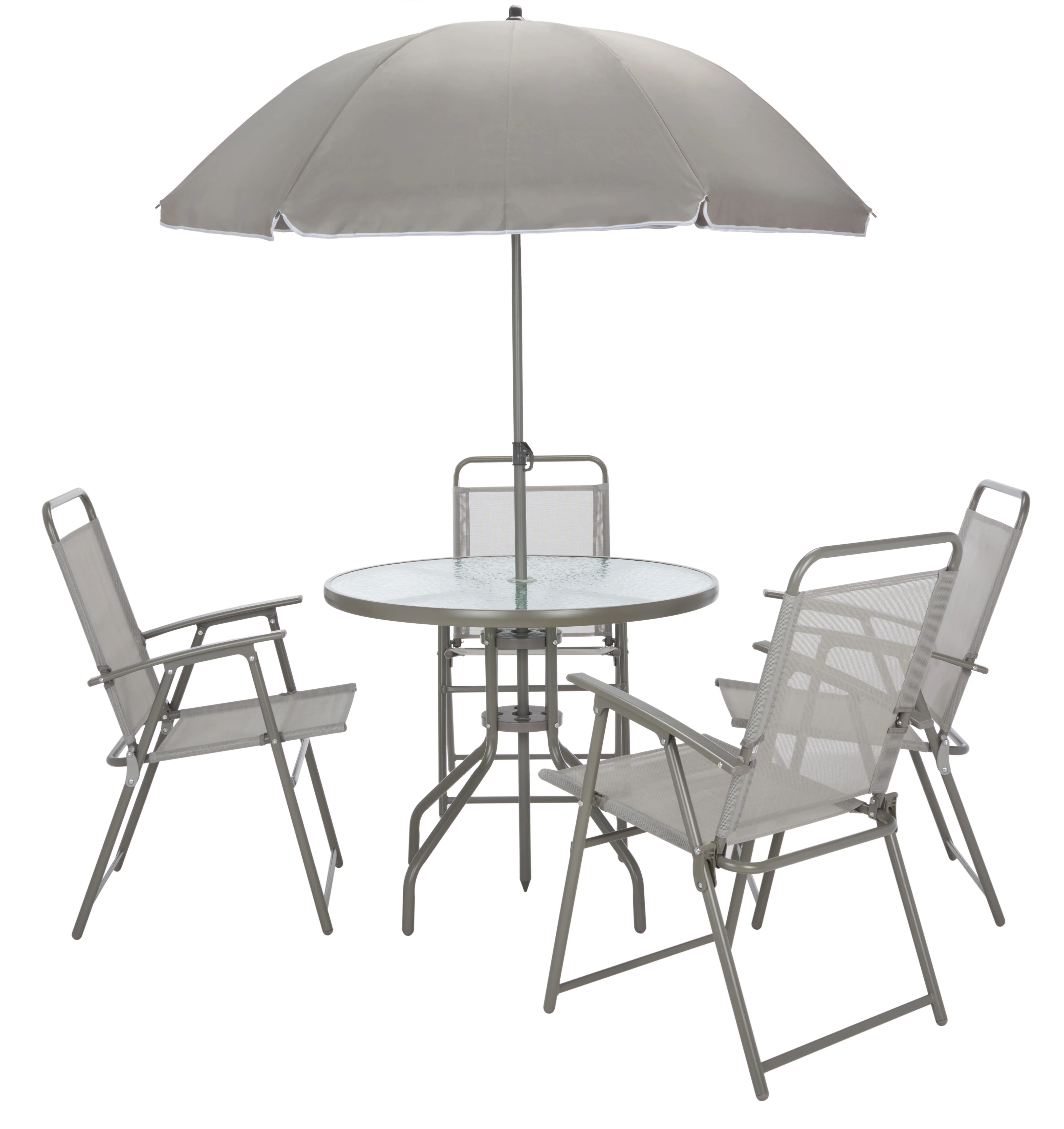 SAFAVIEH Monico Outdoor Patio 5 Piece Dining Set with Umbrella, Grey