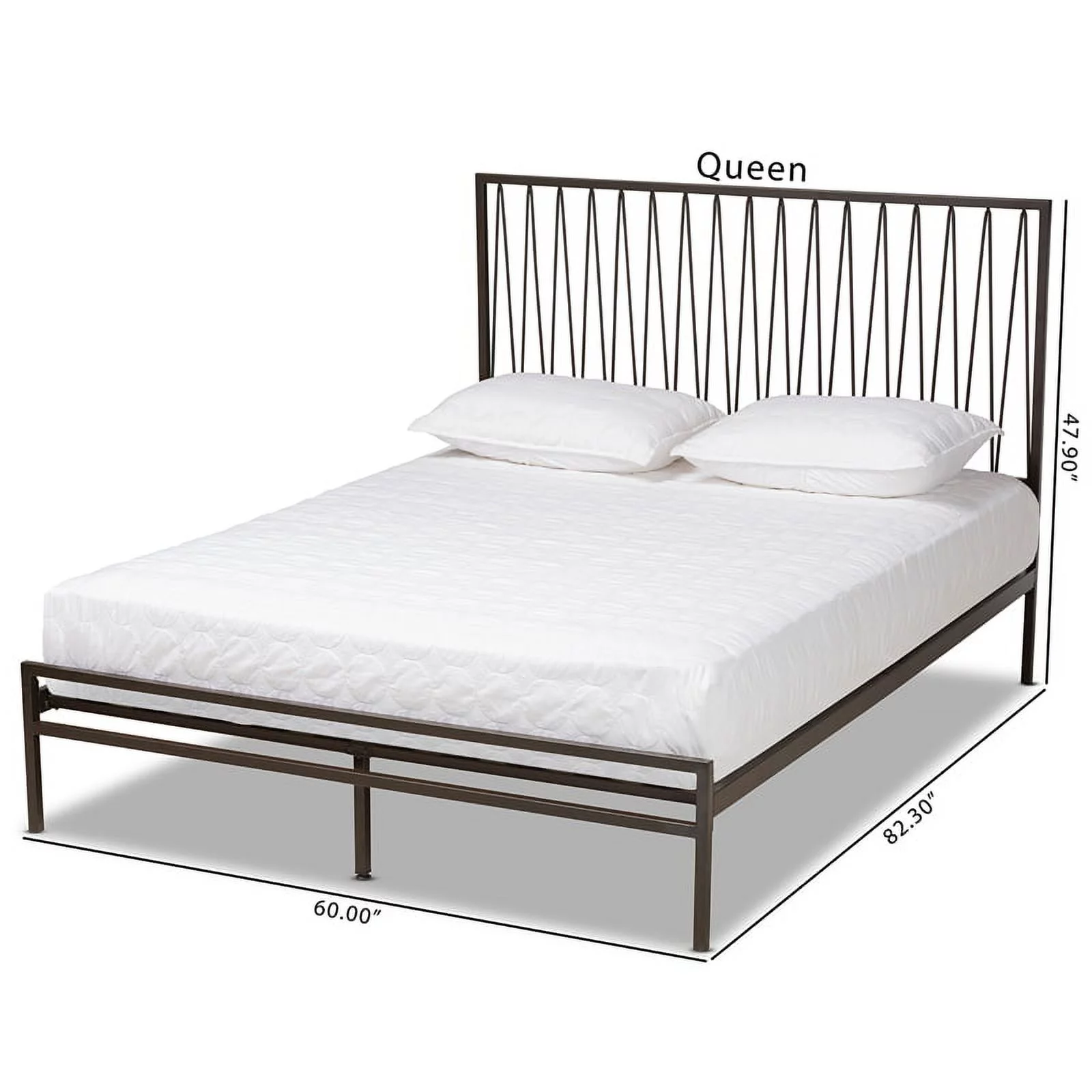 Bowery Hill Contemporary Black Finished Metal Queen Size Platform Bed