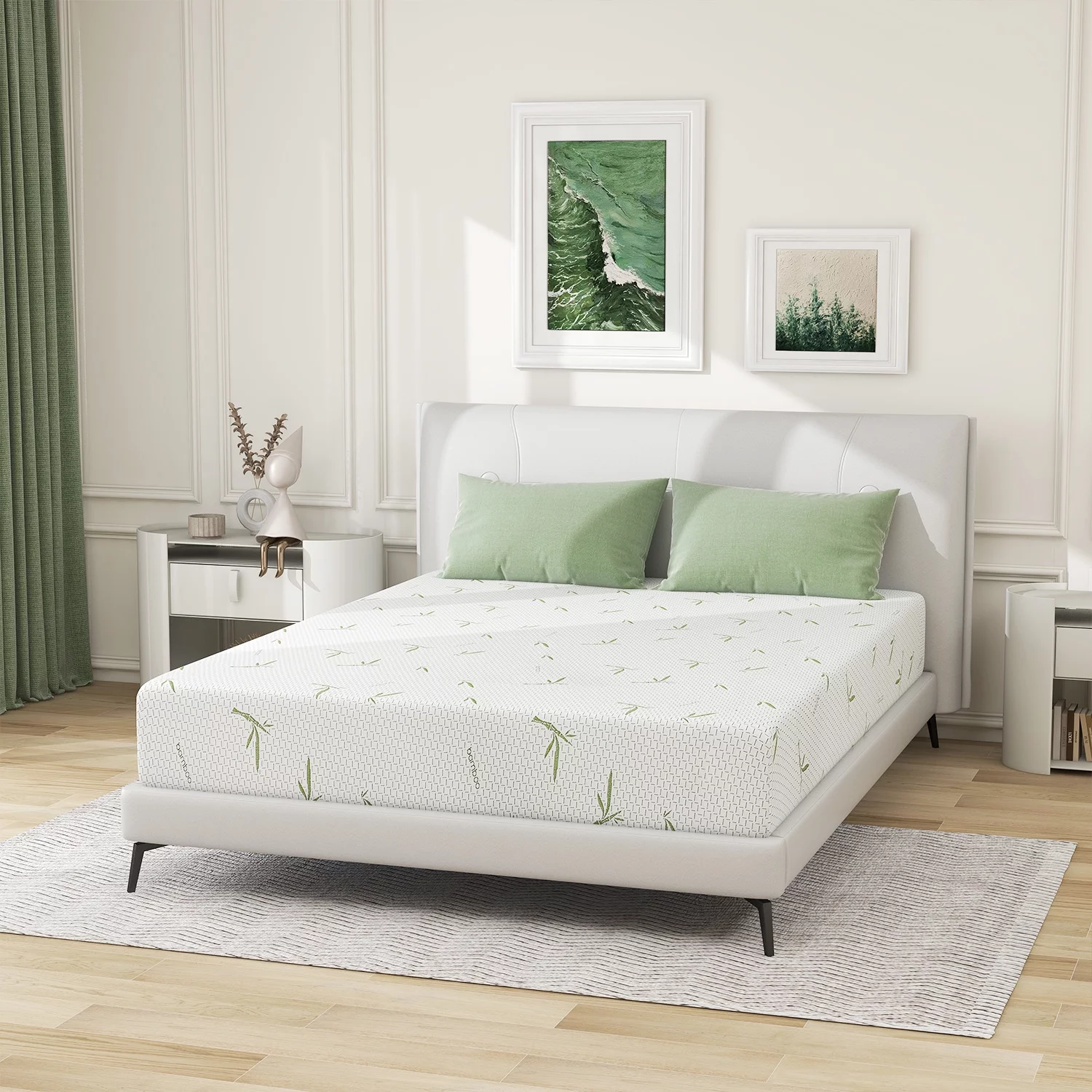 Queen Mattress, 8 inch Memory Foam Mattress Bed in a box, with Green Tea Cooling Gel, Medium, Made in USA