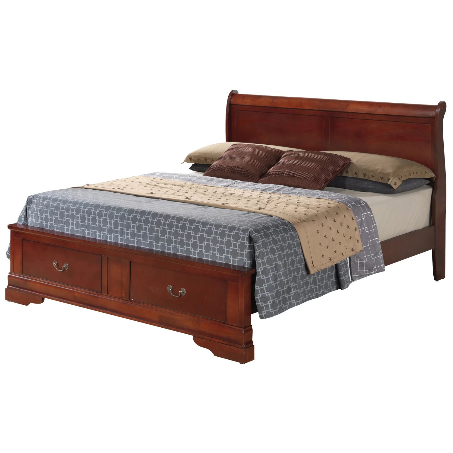 Glory Furniture Louis Phillipe G3100D-QSB2 Queen Storage Bed , Cherry