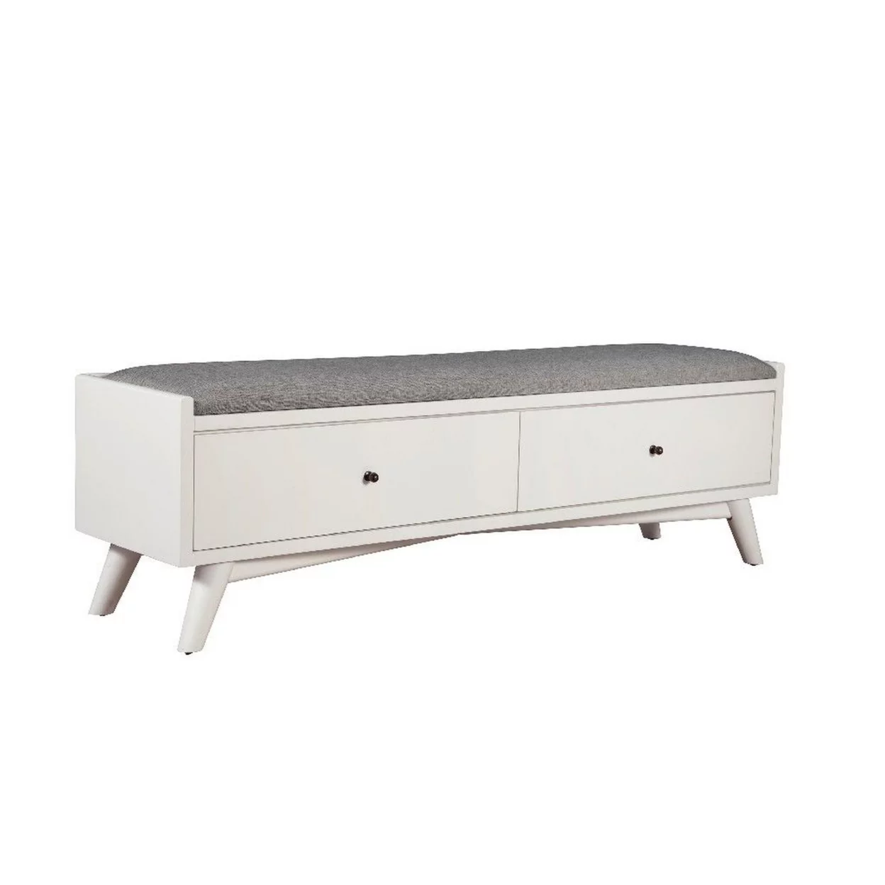 Fabric Upholstered Bedroom Bench with 2 Storage Drawers, Brown and Gray- Saltoro Sherpi