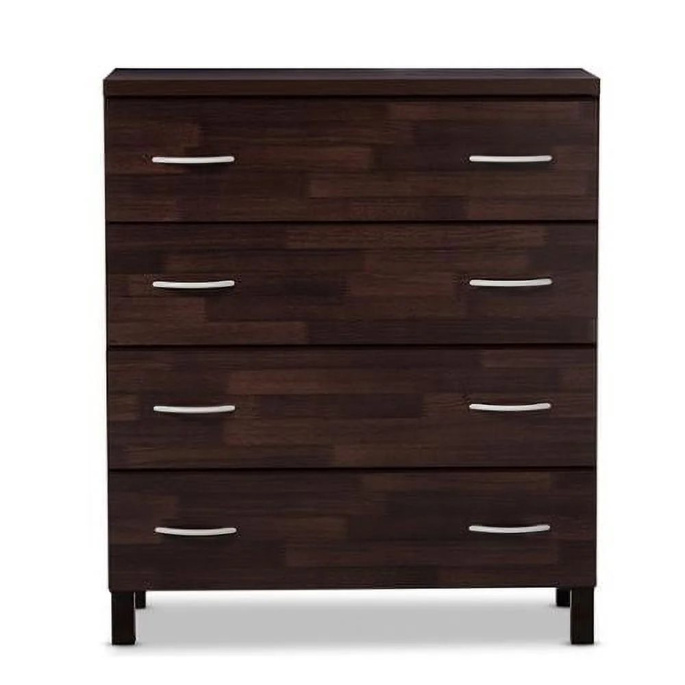 Baxton Studio Maison Modern and Contemporary Oak Brown Finish Wood 4-Drawer Storage Chest