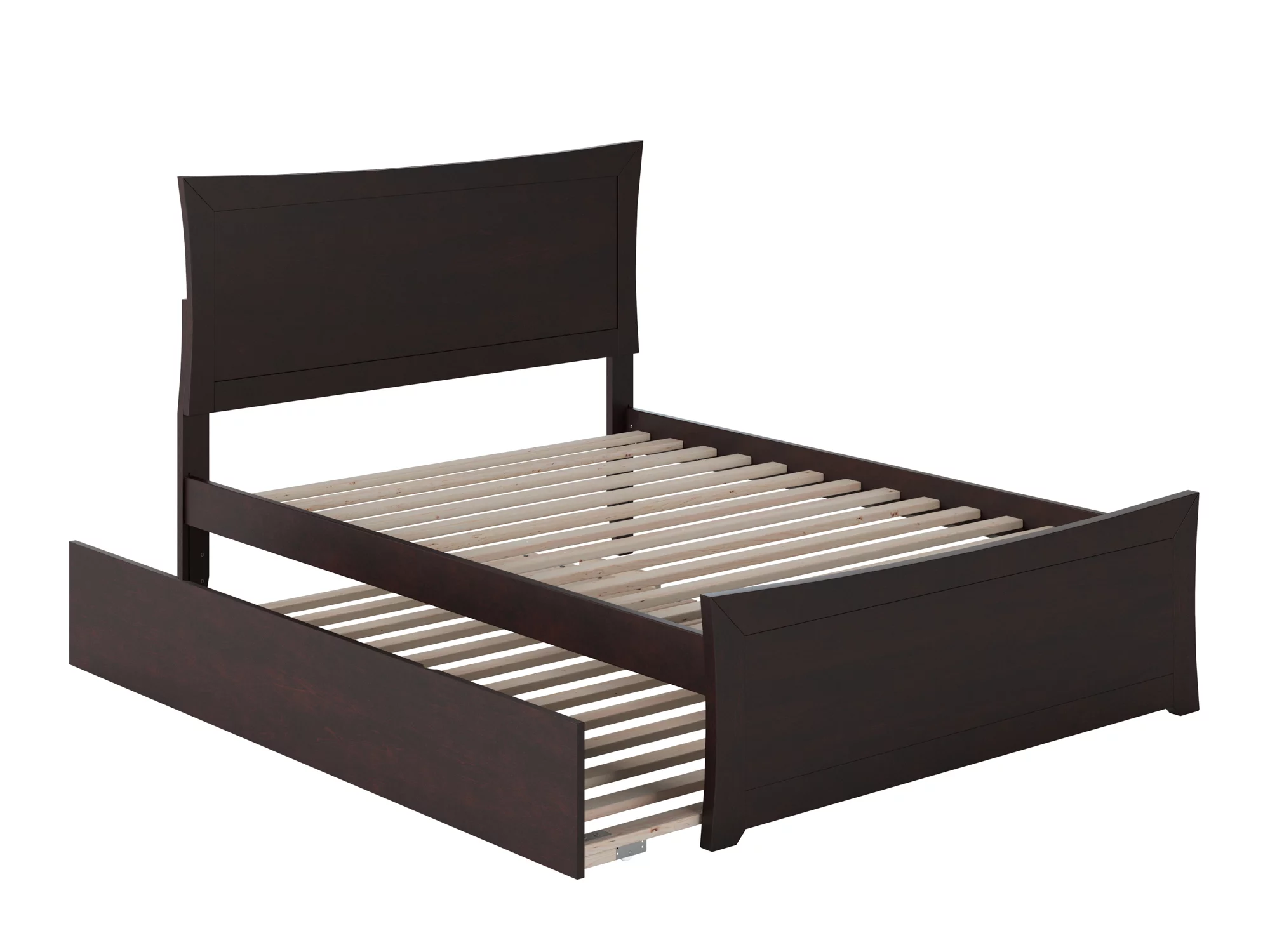 Metro Full Platform Bed with Matching Foot Board with Full Size Urban Trundle Bed in Espresso