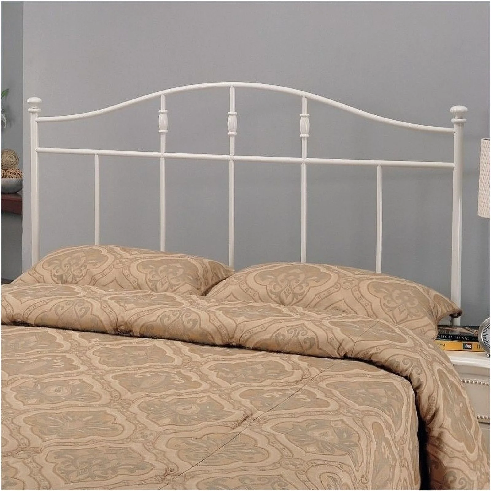 Bowery Hill Transitional Metal Full Queen Spindle Headboard in White