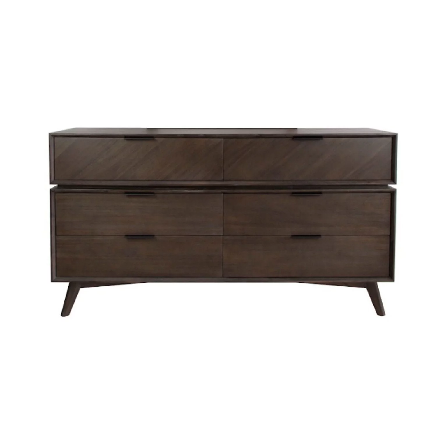 Benjara 65 Inch Wooden Dresser with 6 Drawers, Brown
