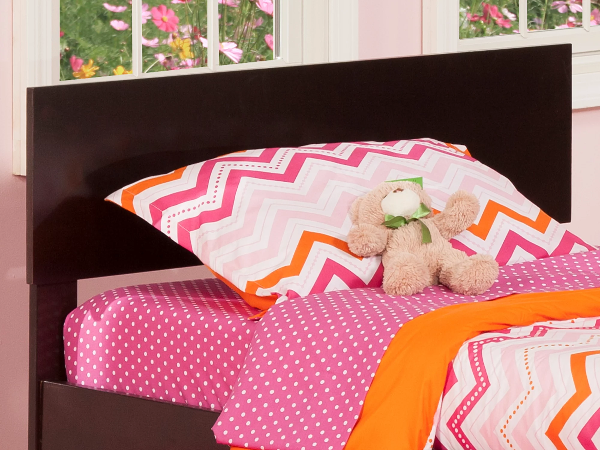 AFI Orlando Twin Solid Wood Headboard with USB Charging Station in Espresso