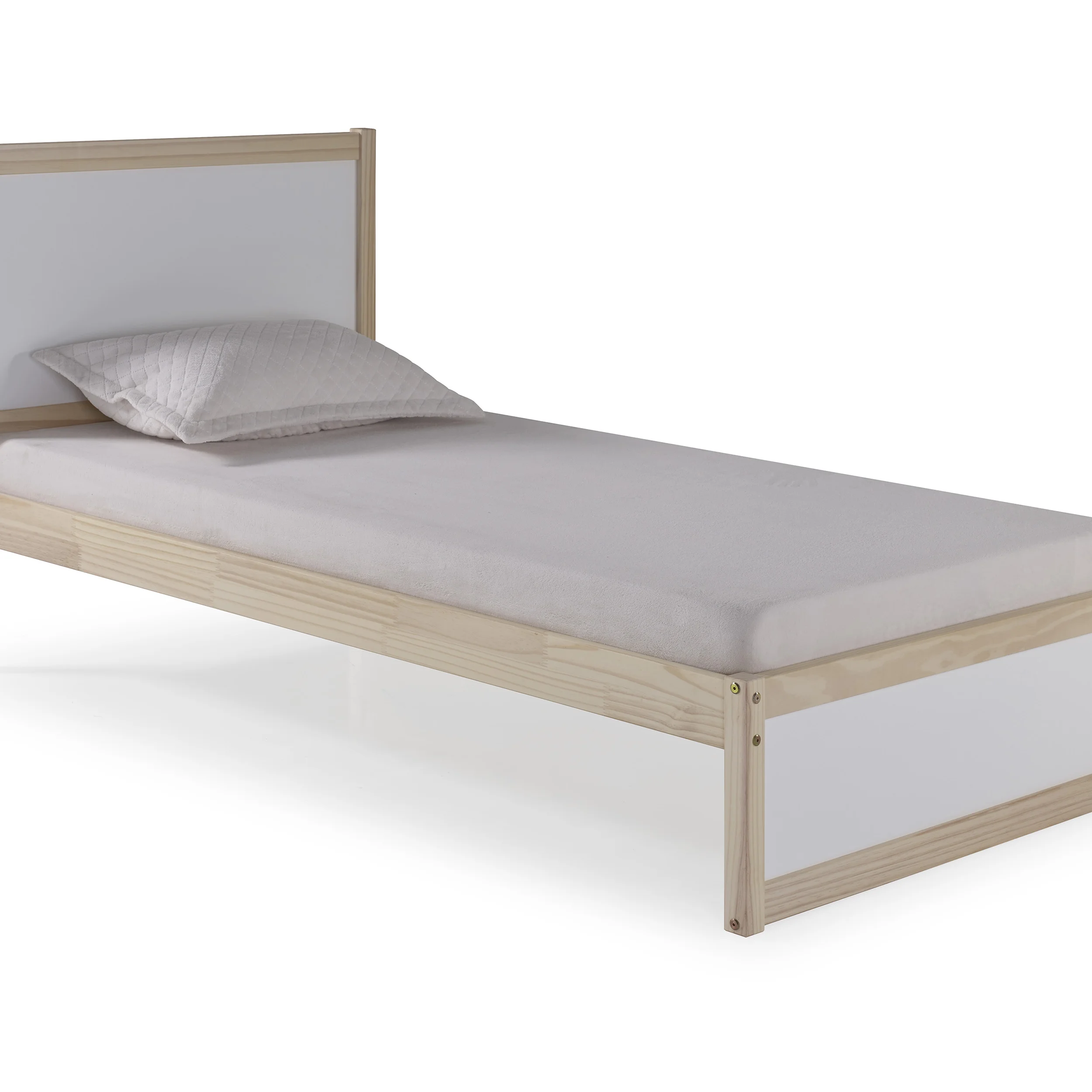Alaterre MOD Pine Slat Bed, Twin, White/Brown