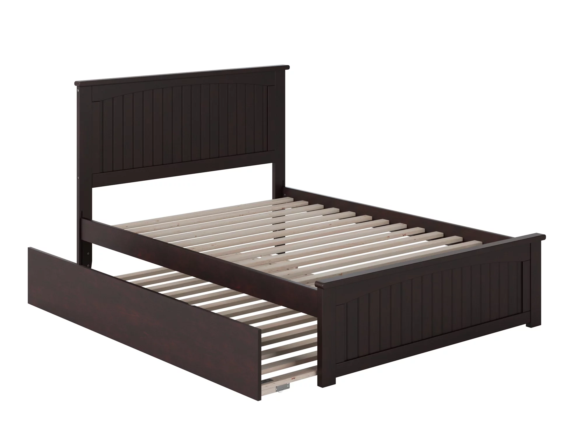 Nantucket Full Platform Bed with Matching Foot Board with Full Size Urban Trundle Bed in Espresso