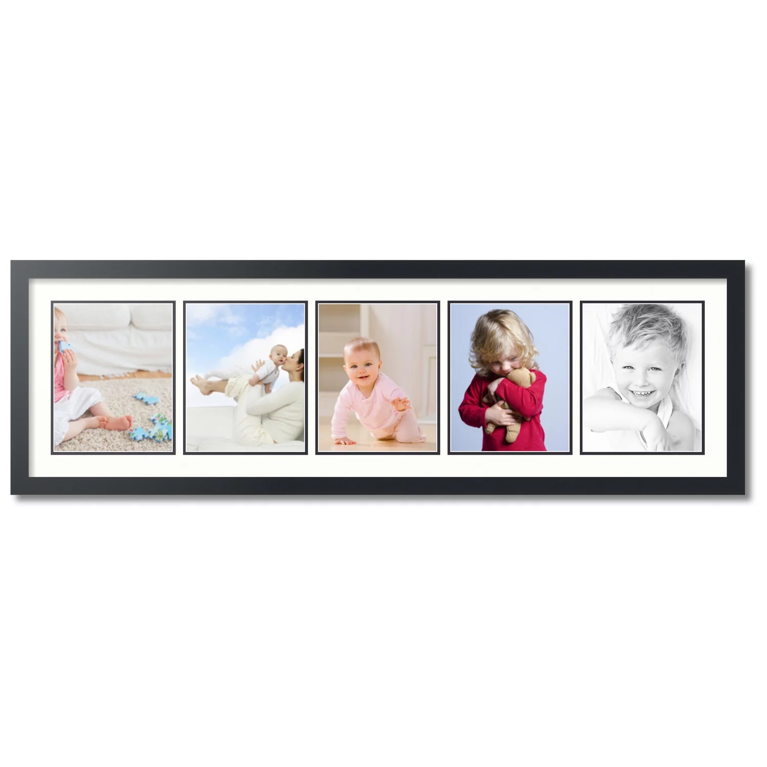 ArtToFrames Collage Photo Picture Frame with 5 - 8x10 Openings, Framed in Black with Porcelain and Black Mats (CDM-3926-115)