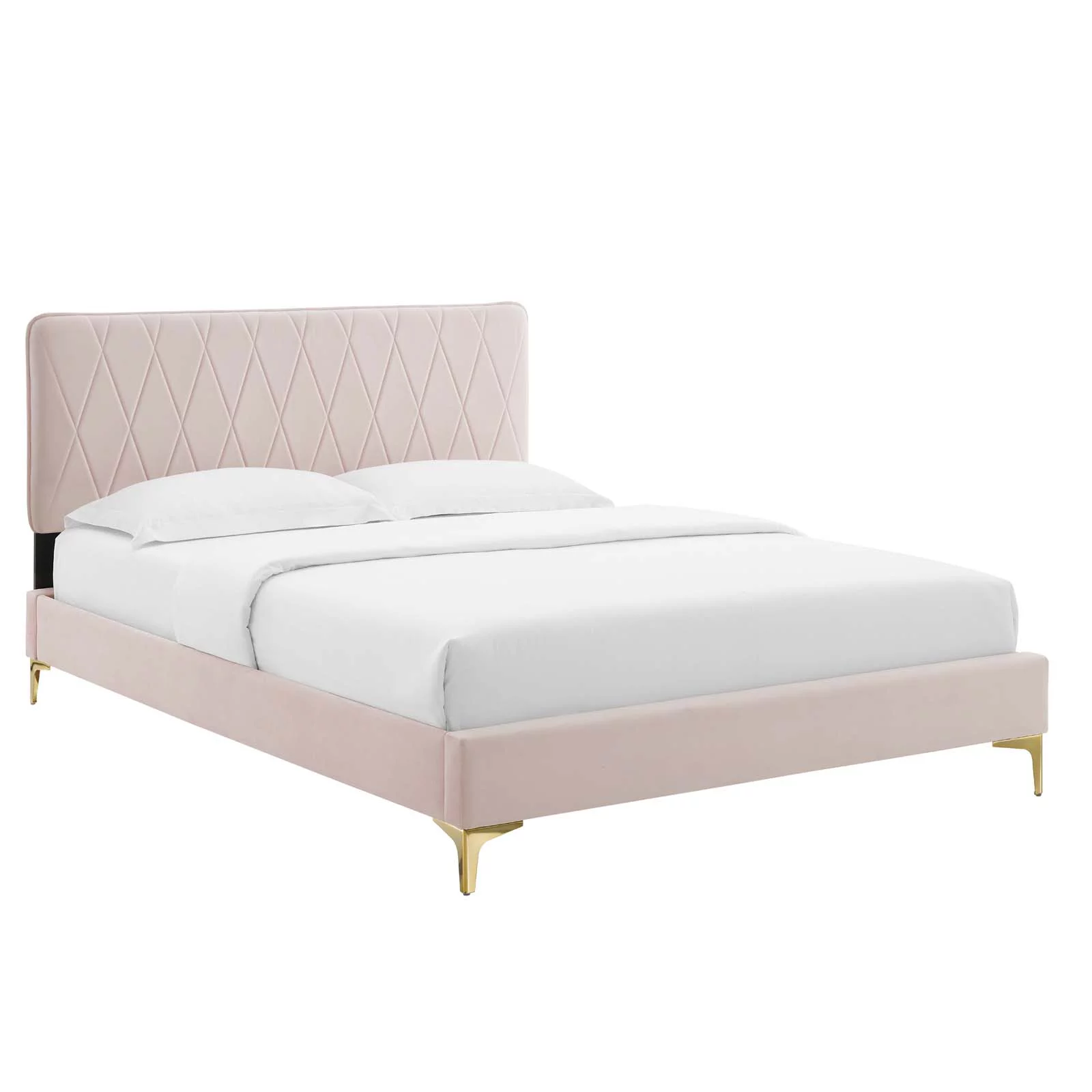 Modway Phillipa Performance Velvet King Platform Bed in Pink