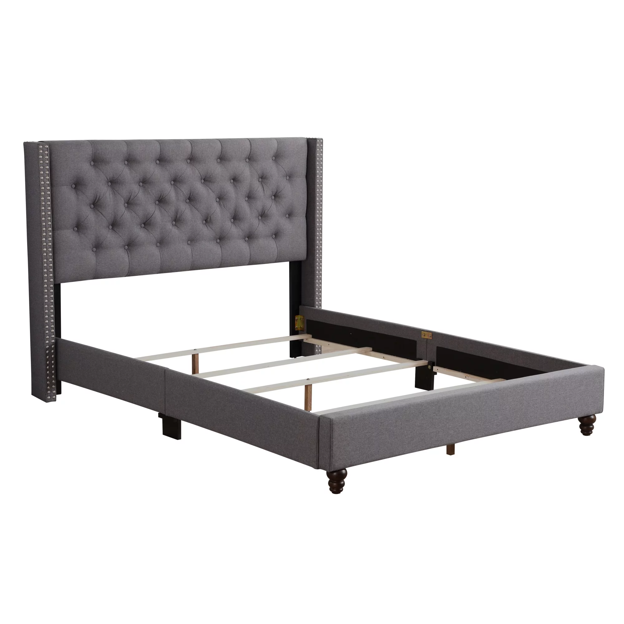Passion Furniture Julie Gray Queen Upholstered Panel Bed
