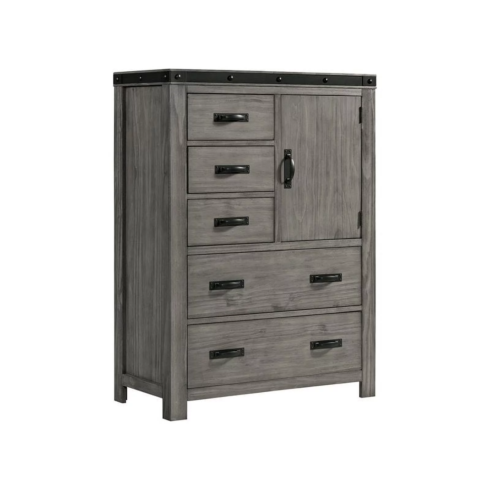 Bowery Hill Modern Solid Wood 5-Drawer Gentleman's Chest in Gray