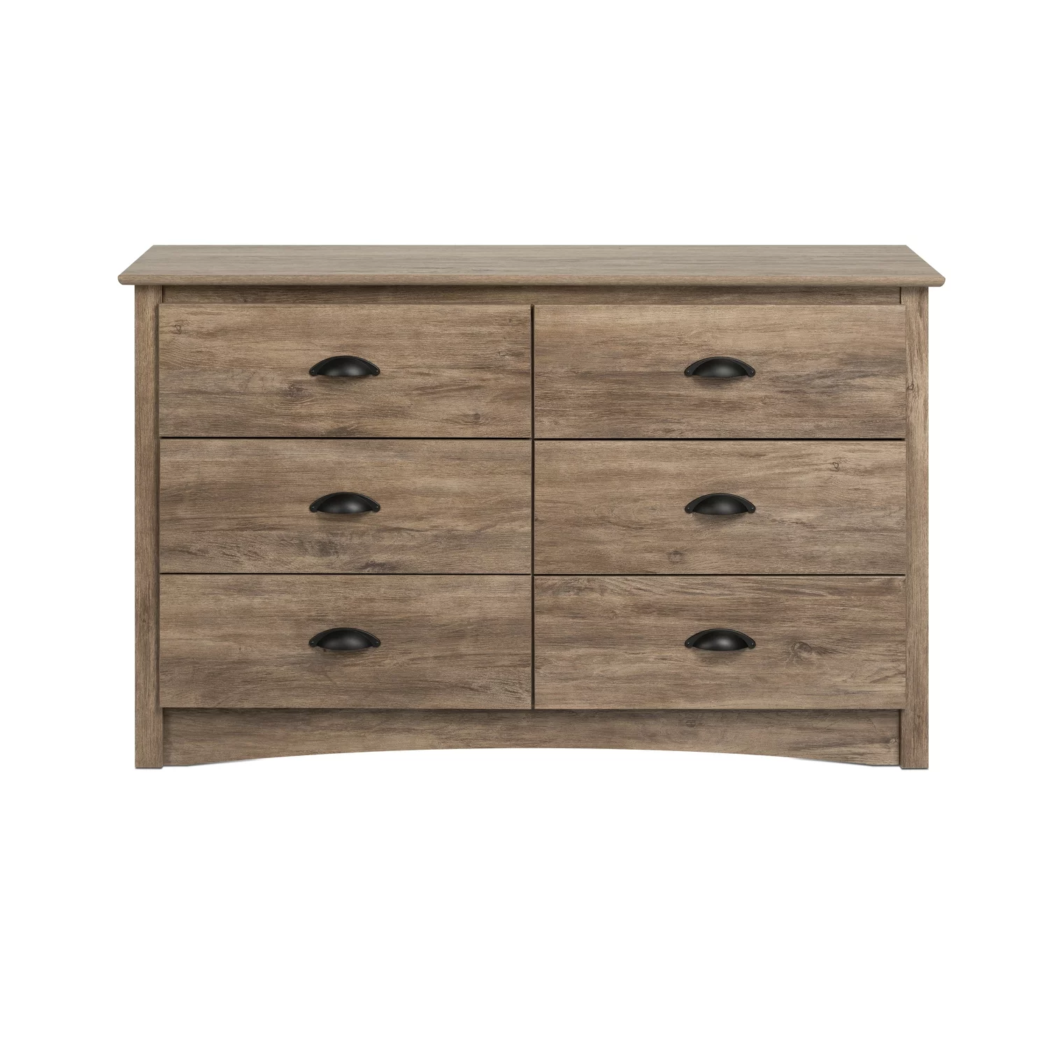 Prepac Salt Spring Compact 6-Drawer Double Dresser, Drifted Gray