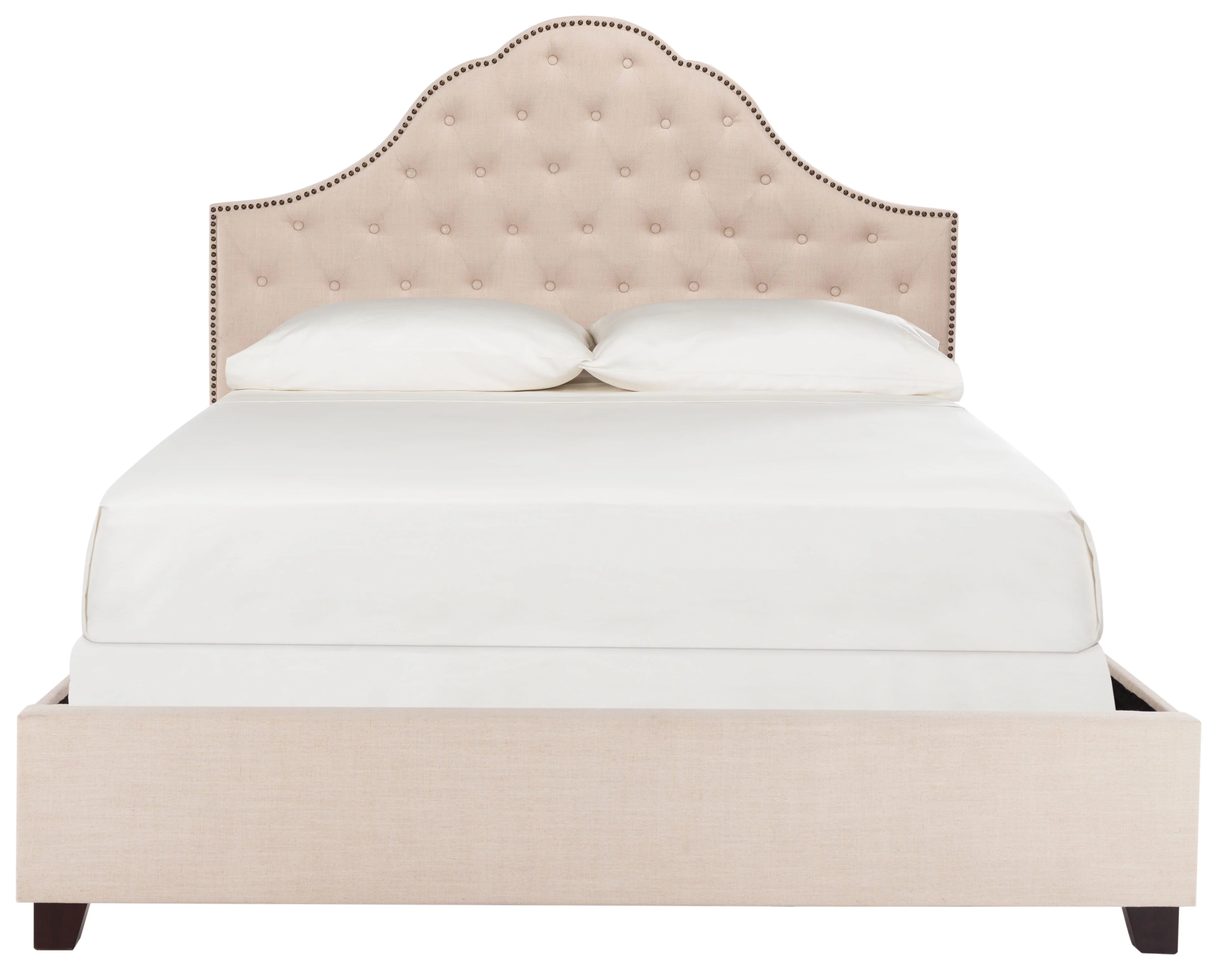 SAFAVIEH Beckham Modern Glam Tufted Headboard with Nail Heads, Full, Beige