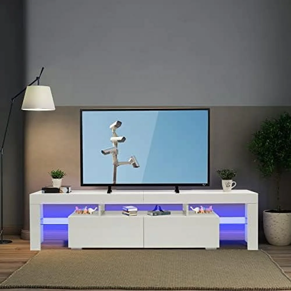 KHBIULIFE TV Stand for 55+ 65+ Inch TV Corner White LED TV Stand Entertainment Center TV Cabinet with for Living Room Bed Room
