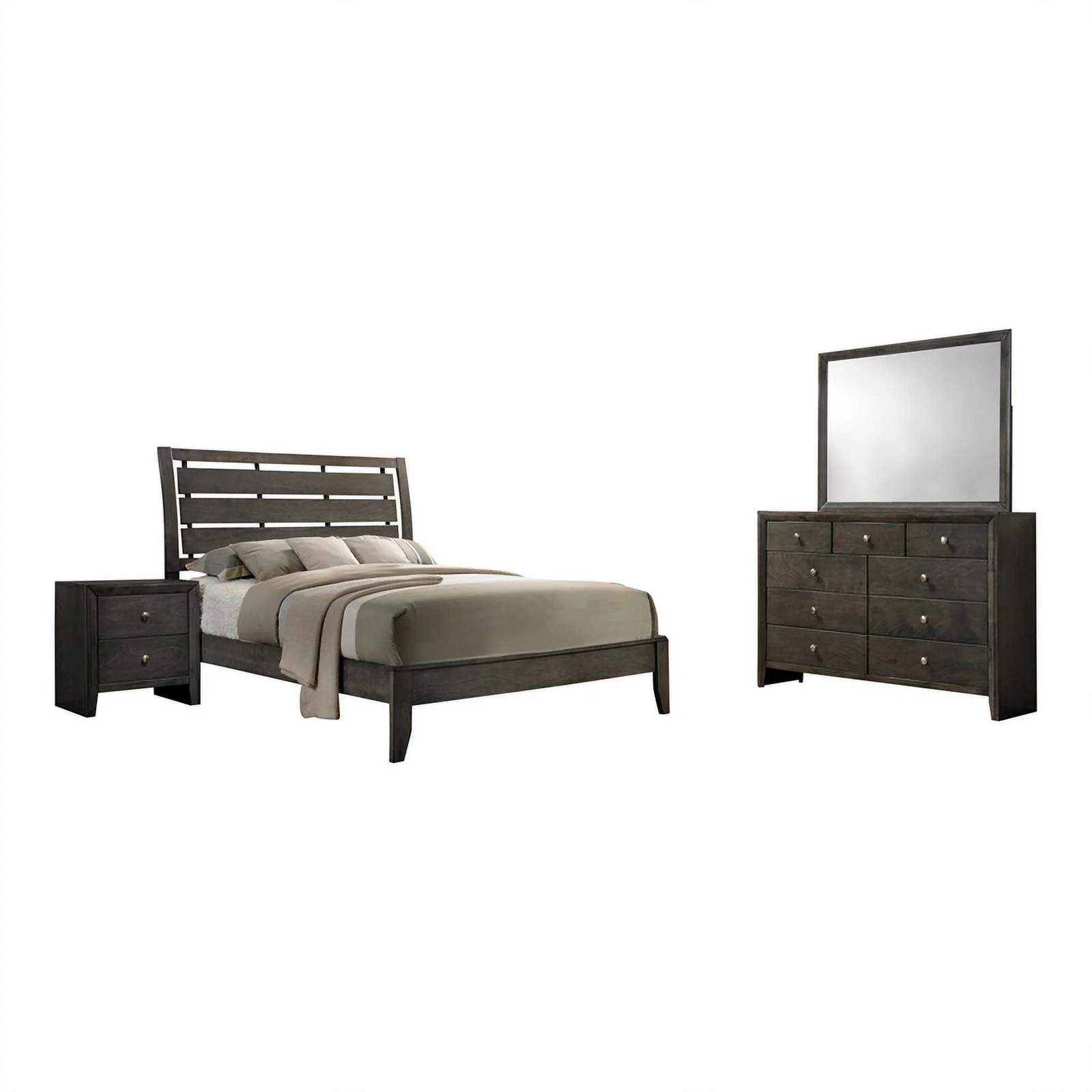 Pemberly Row 4-piece Wood Eastern King Sleigh Bedroom Set in Mod Gray