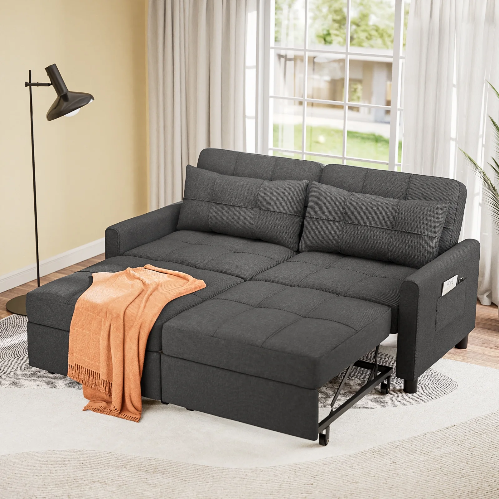 Lofka Sofa Bed, Convertible Sleeping Chair Bed and Sectional Sofa and Couch Bed for Home Furniture, Gray