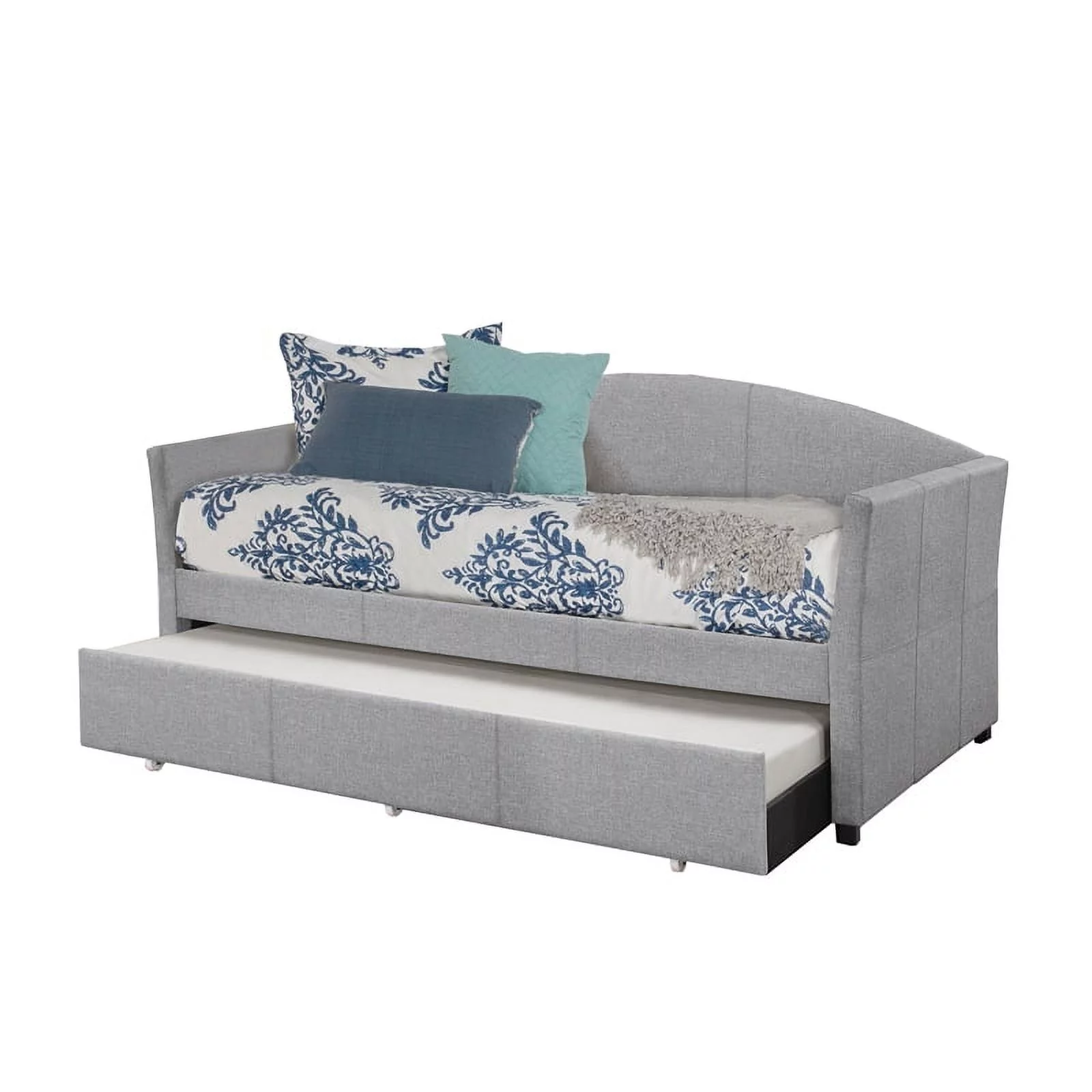 Bowery Hill Modern Fabric Upholstered Daybed with Trundle in Gray