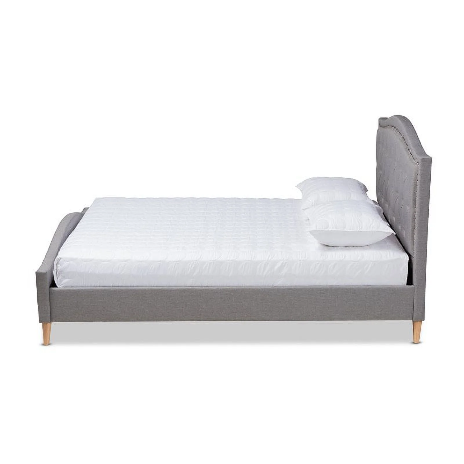 Bowery Hill Upholstered Wood King Platform Bed in Gray