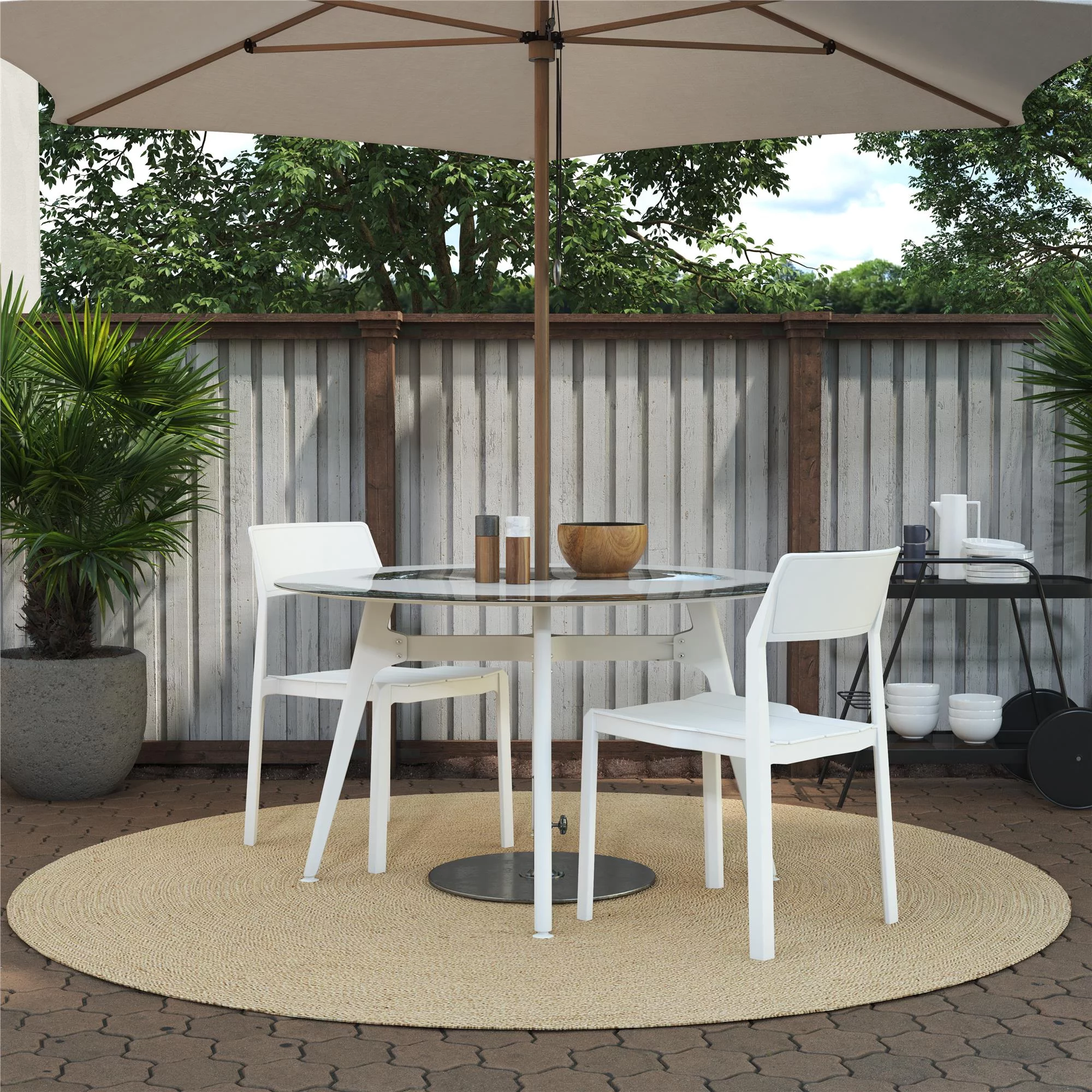 Novogratz Poolside Gossip, Chandler Stacking Dining Chairs, Indoor/Outdoor, 2-Pack, White