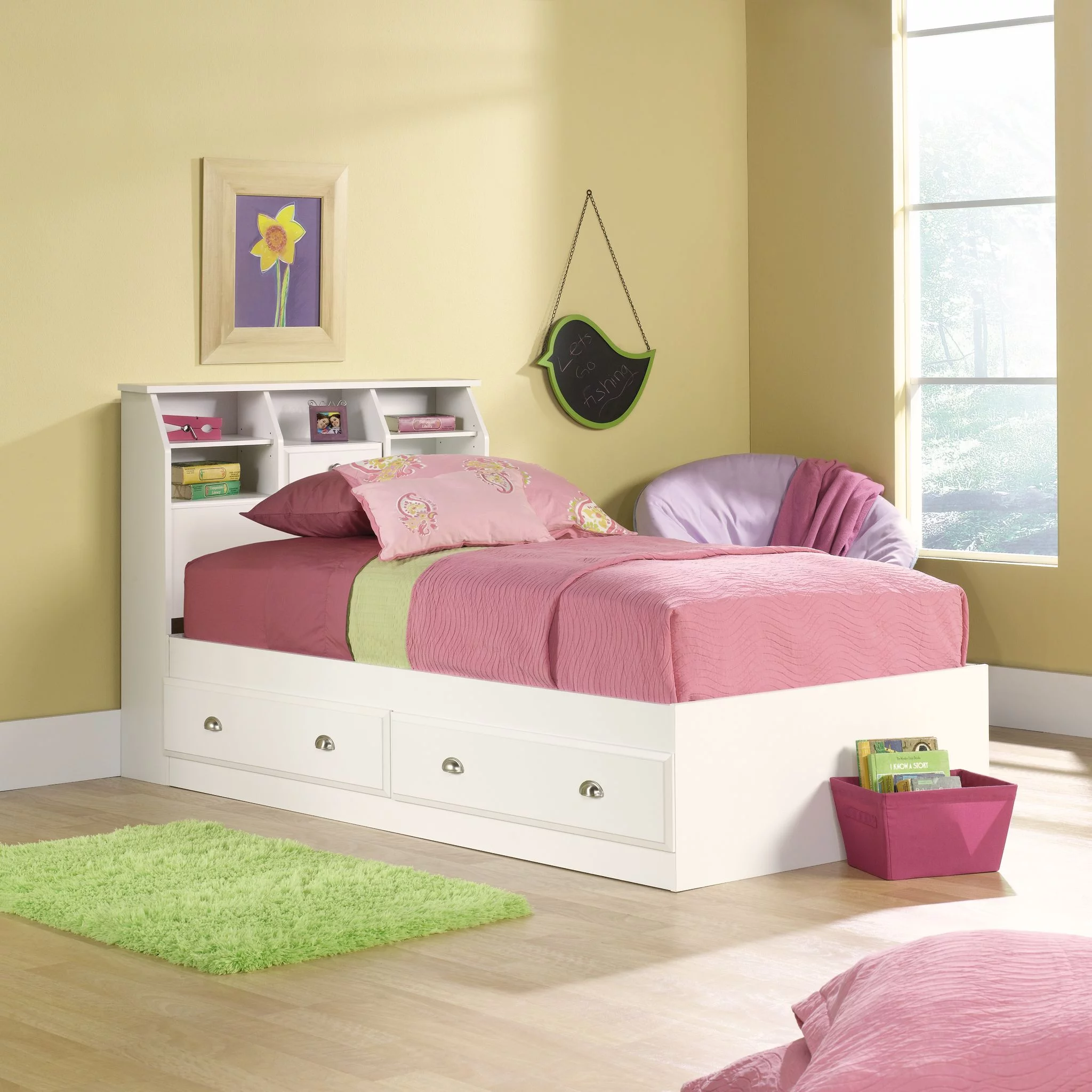 Sauder Shoal Creek Mates Storage Bed, Twin, Soft White Finish
