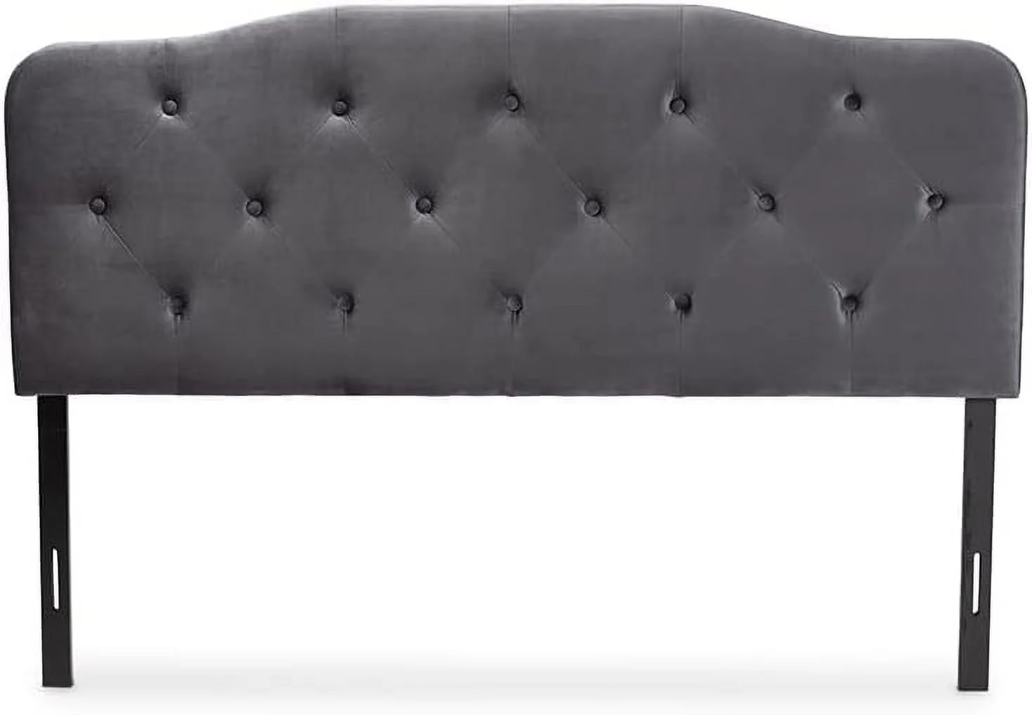 Gregory Gray Velvet Fabric Upholstered Queen Size Headboard, Grey/Dark Brown