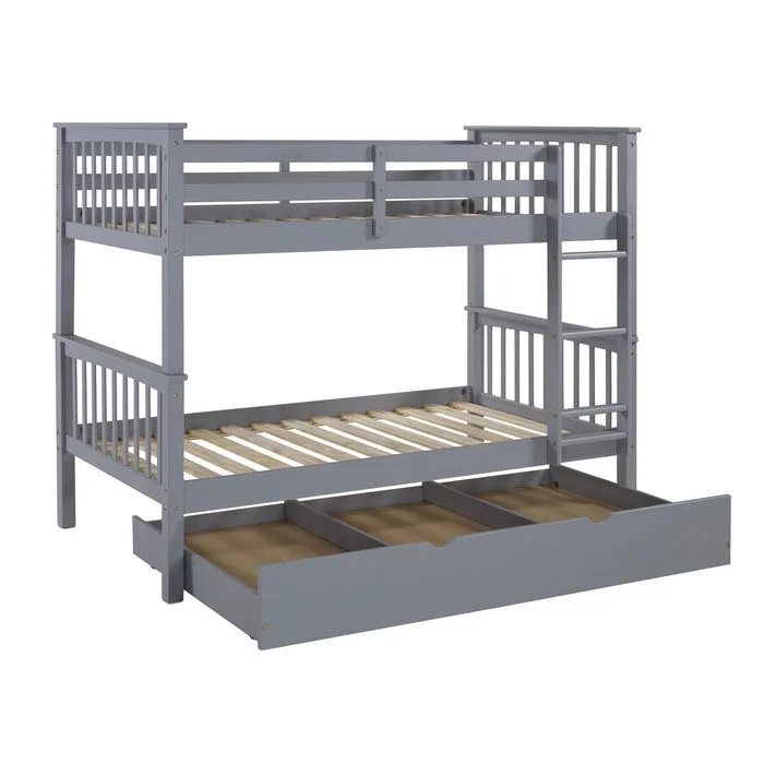 Twin over Twin Solid Wood Mission Design Bunk Bed - Gray