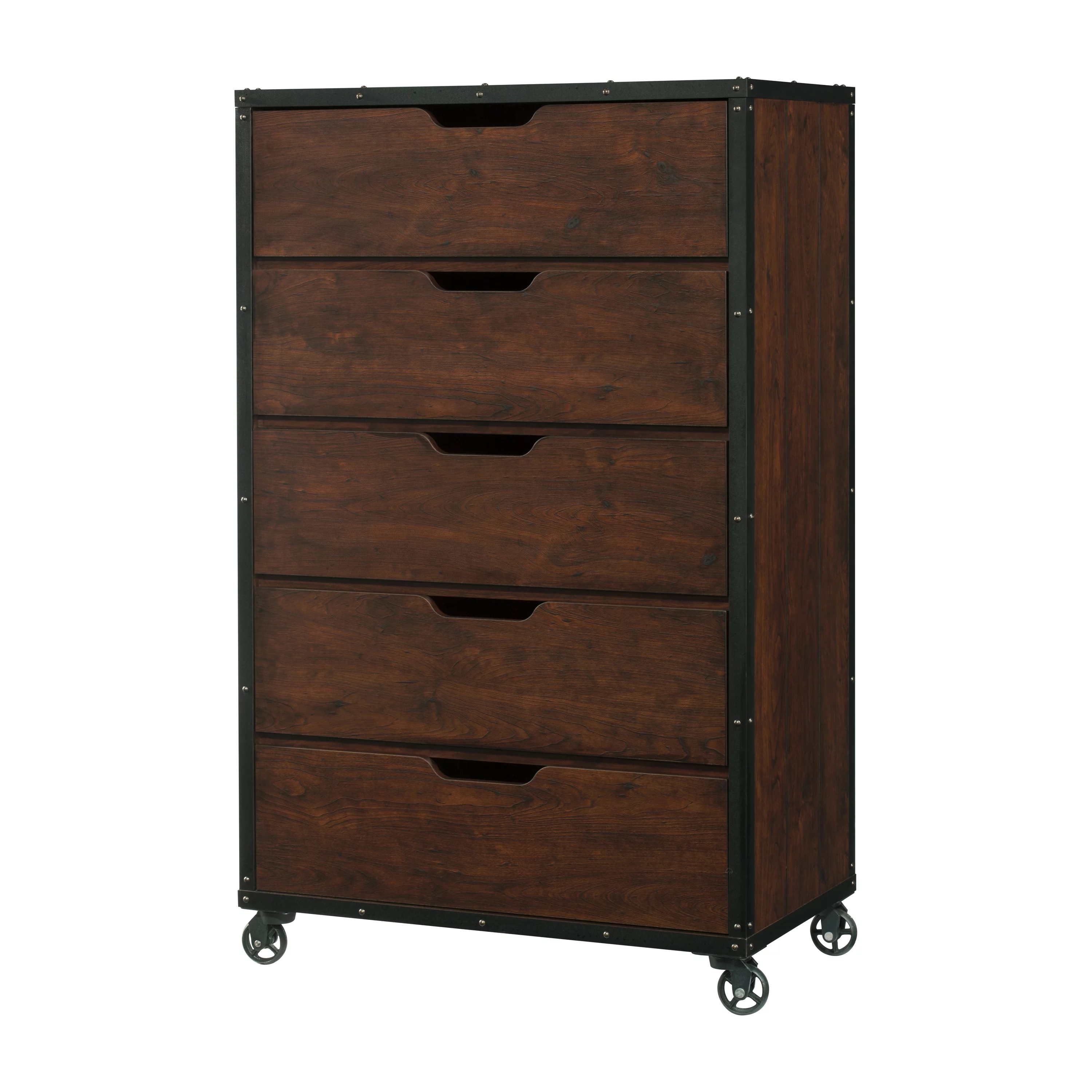 Furniture of America Christian Wood Chest with Casters, Vintage Walnut