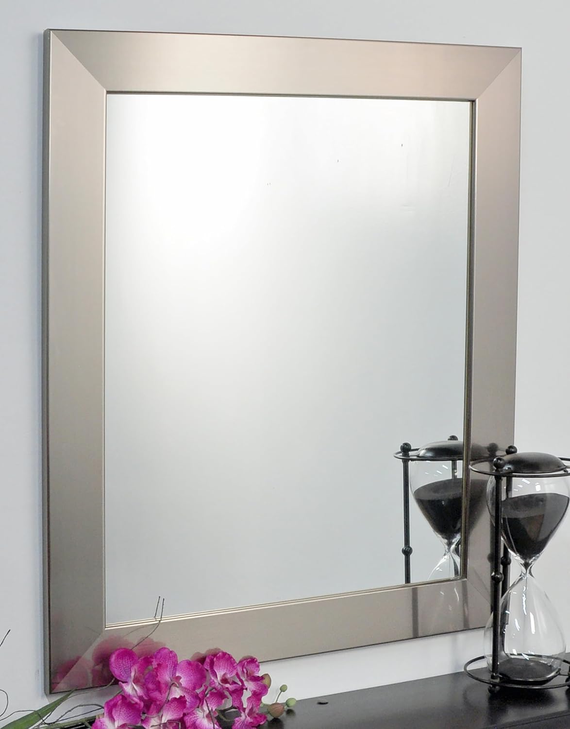 Silver Mirror For Bathroom, Silver Bathroom Vanity Mirror, Wall-Mount Mirror, Mirror For Dresser, Square Mirror Framed, Mirror For Bedroom, Silver Framed Wall Mirror, Vanity Mirror Silver, 32