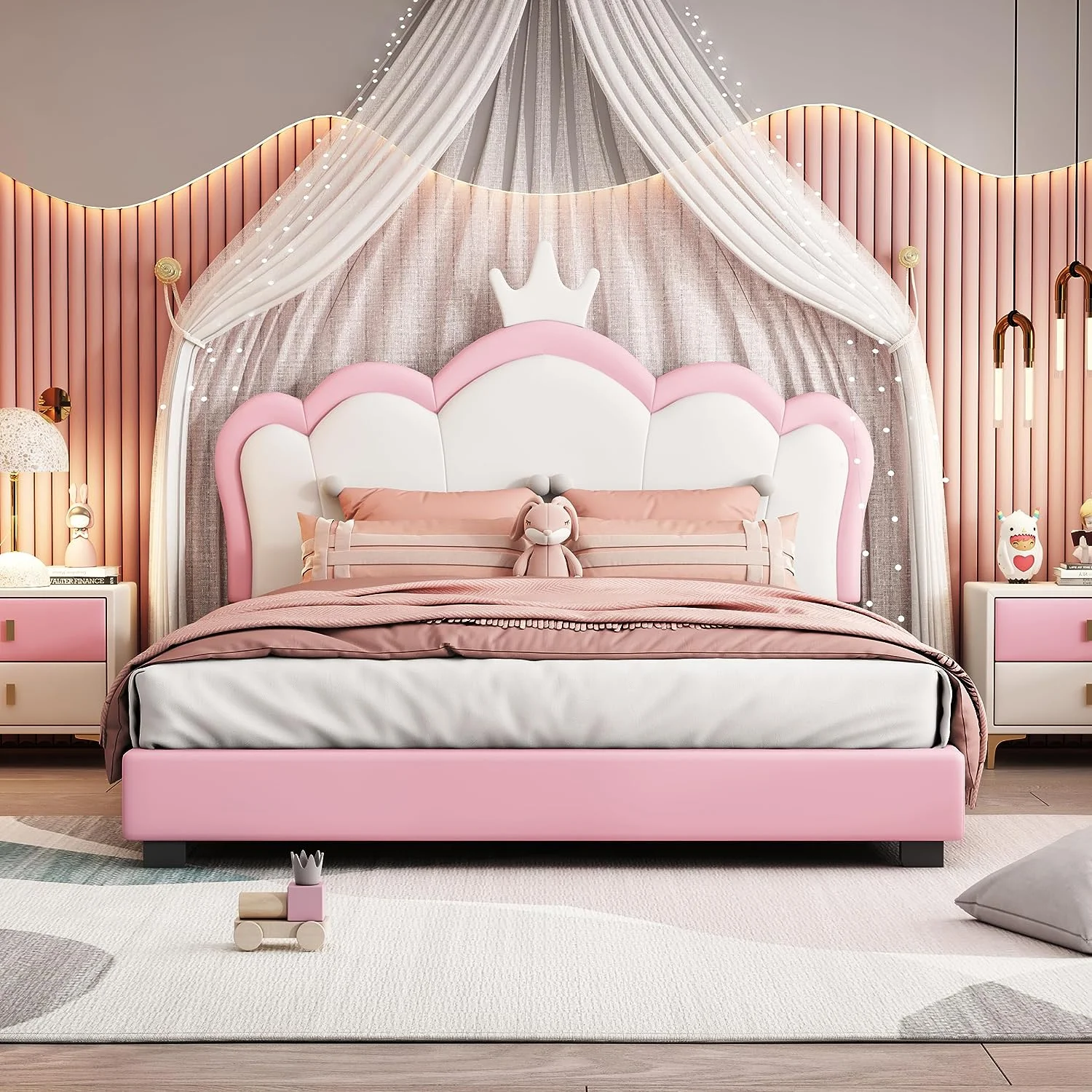 Full Size Upholsered Bed Wih Crow Headboard, Full Size Plaform Bed Wih Headboard Ad Fooboard, +Whie