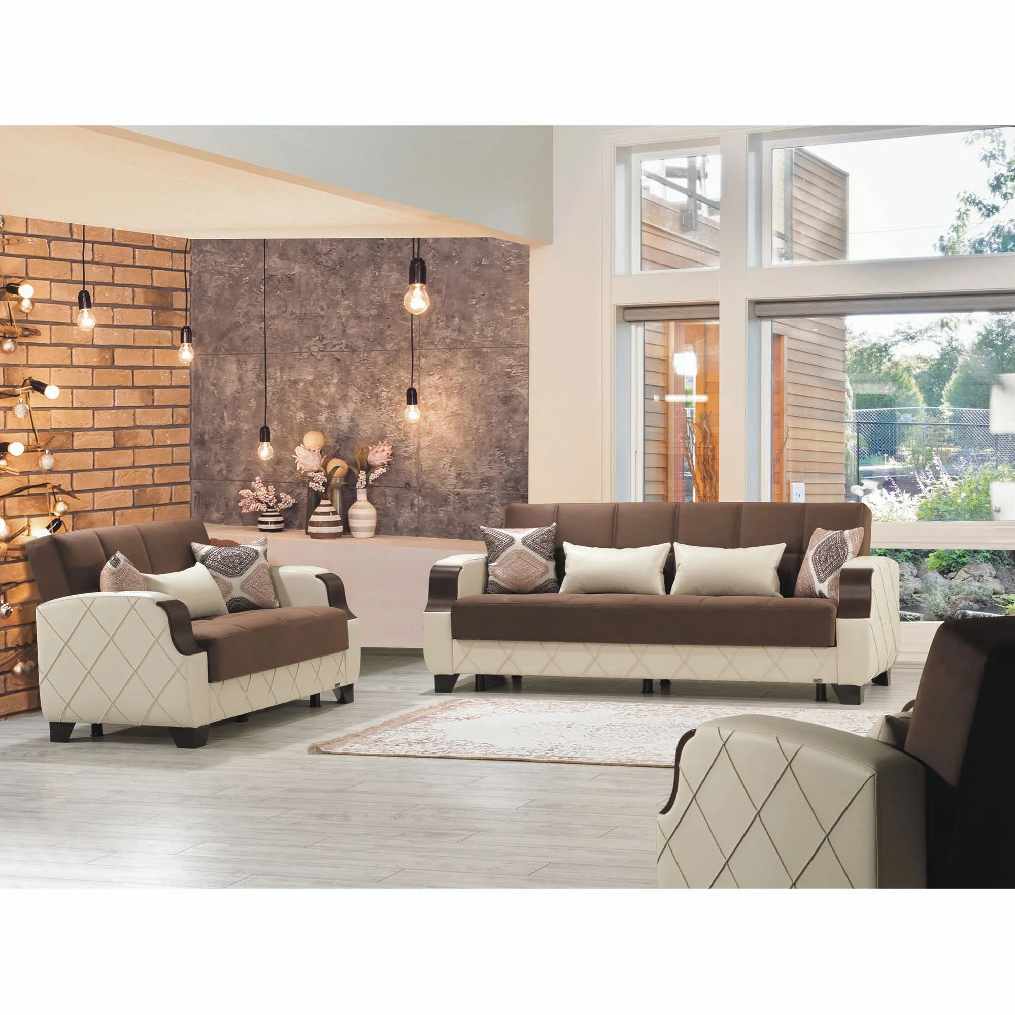 Ottomanson Luna Sleeper Loveseat, Dark Brown Microsuede
