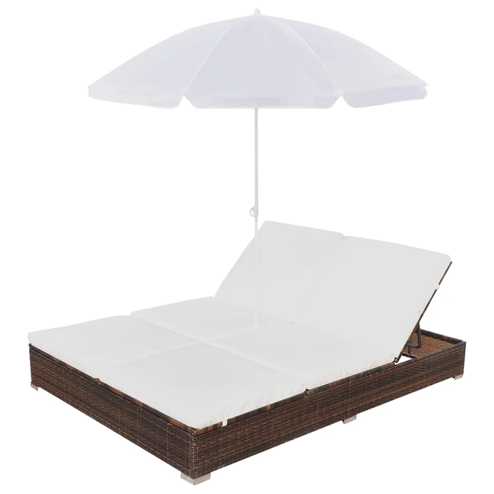 Suzicca Patio Bed with Umbrella Poly Rattan Brown