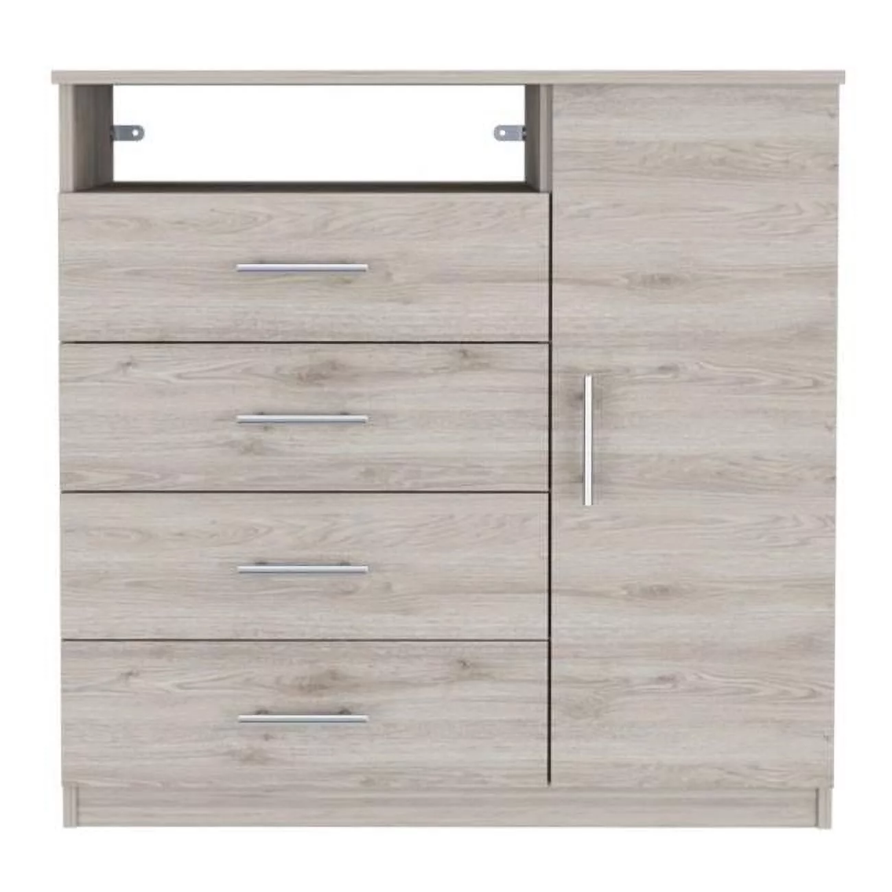 HomeRoots 477774 34.9 x 35.83 x 18 in. Light Gray Manufactured Wood Four Drawers Combo Dresser