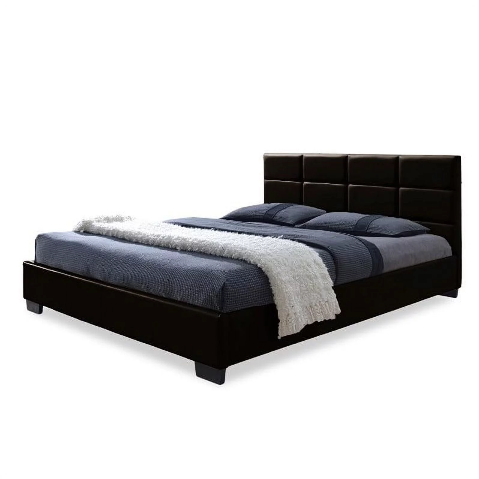 Allora Leather Upholstered Queen Platform Bed in Brown