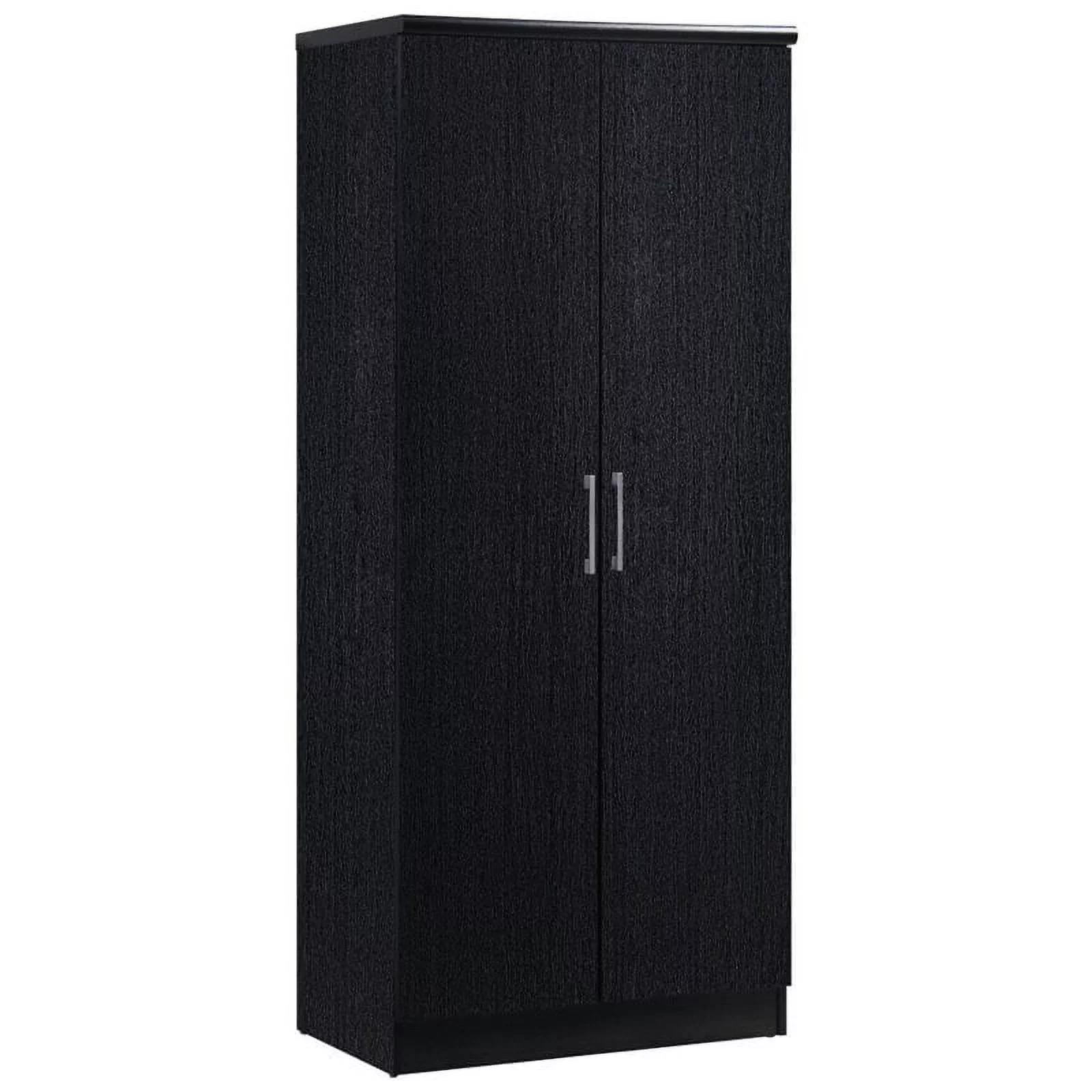 Home Square 2 Piece Set with Two Door Armoire and 3 Drawer Chest in Black Wood