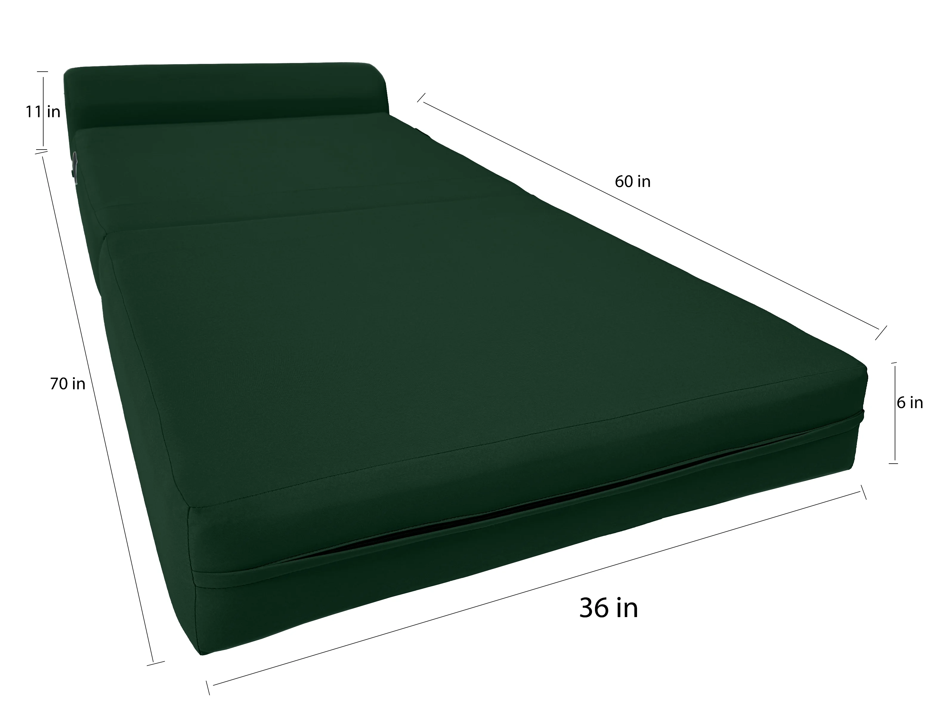 Hunter Sleeper Chair Folding Foam Beds, Portable Studio Sofa Guest Bed, 6 x 36 x 70